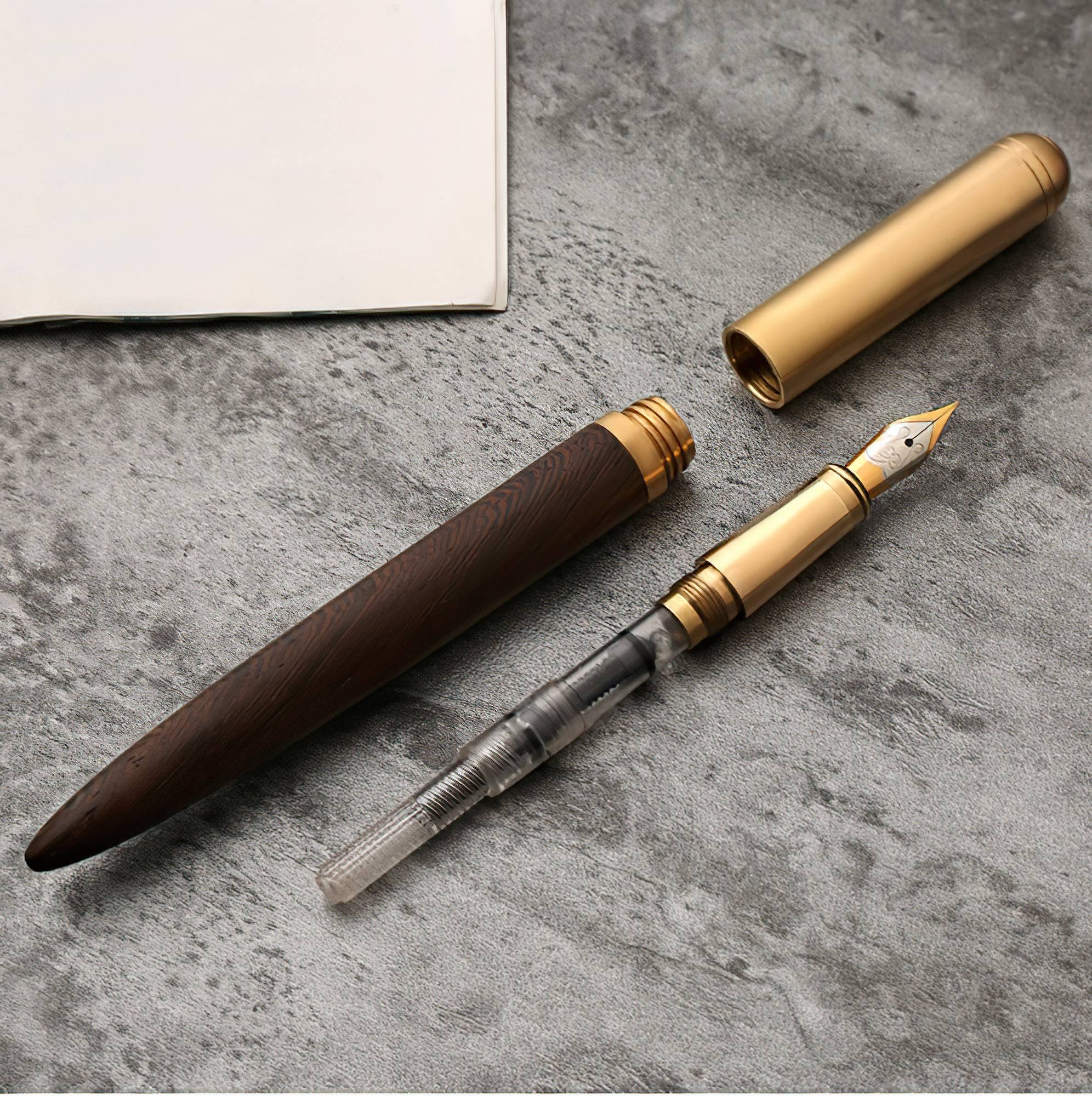 Handmade Wood Fountain Pen | The Hemmingway : Ebony (Boxed)