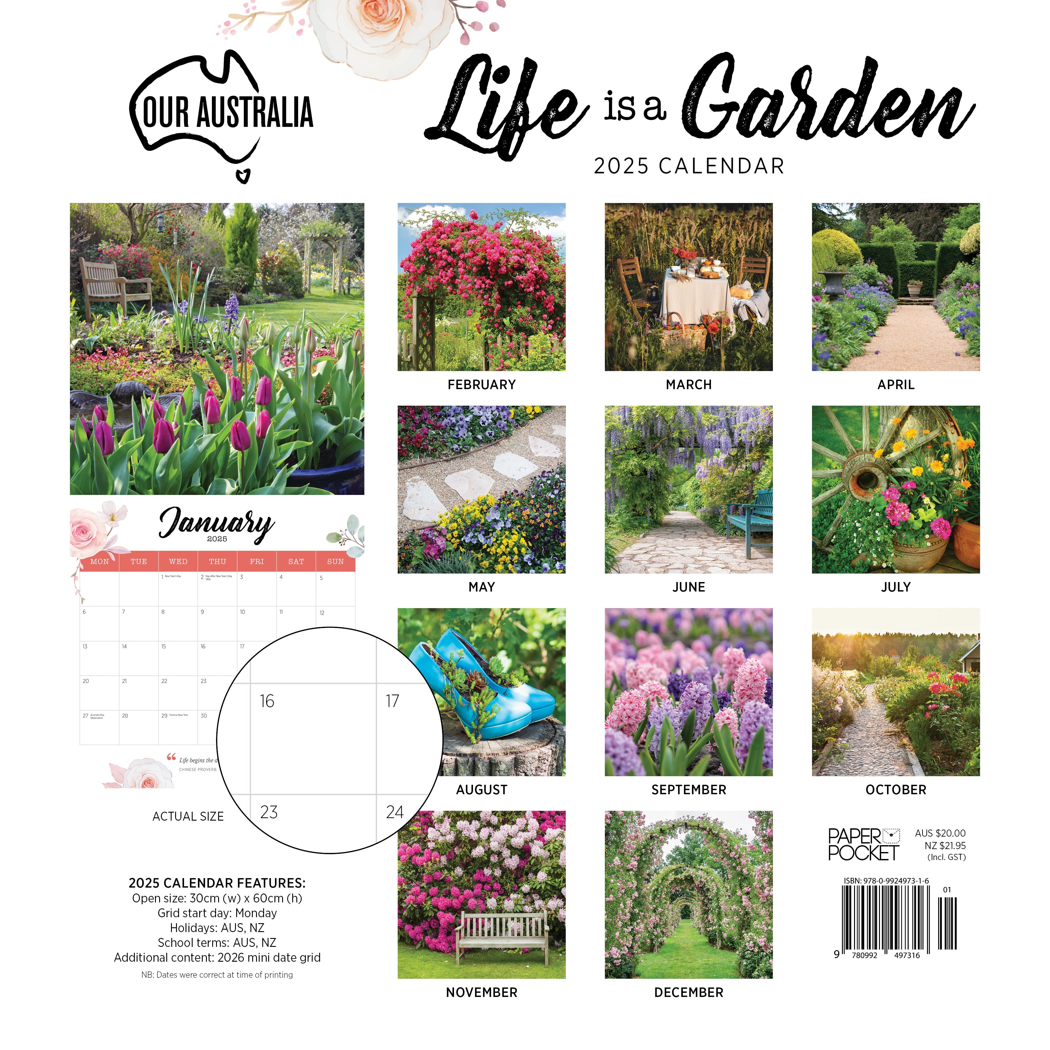 2025 Our Australia Life is a Garden - Square Wall Calendar