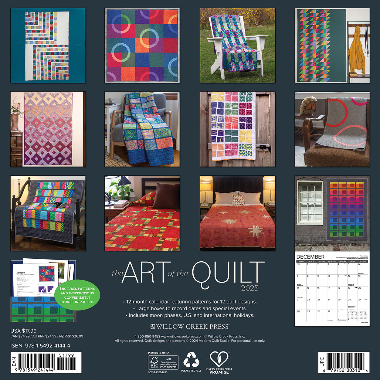 2025 Art of the Quilt - Square Wall Calendar (US Only)