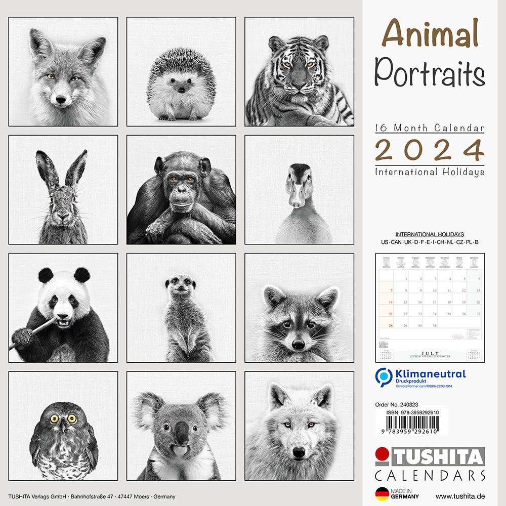 2024 Animals Portraits Square Wall Calendar Animals & Wildlife