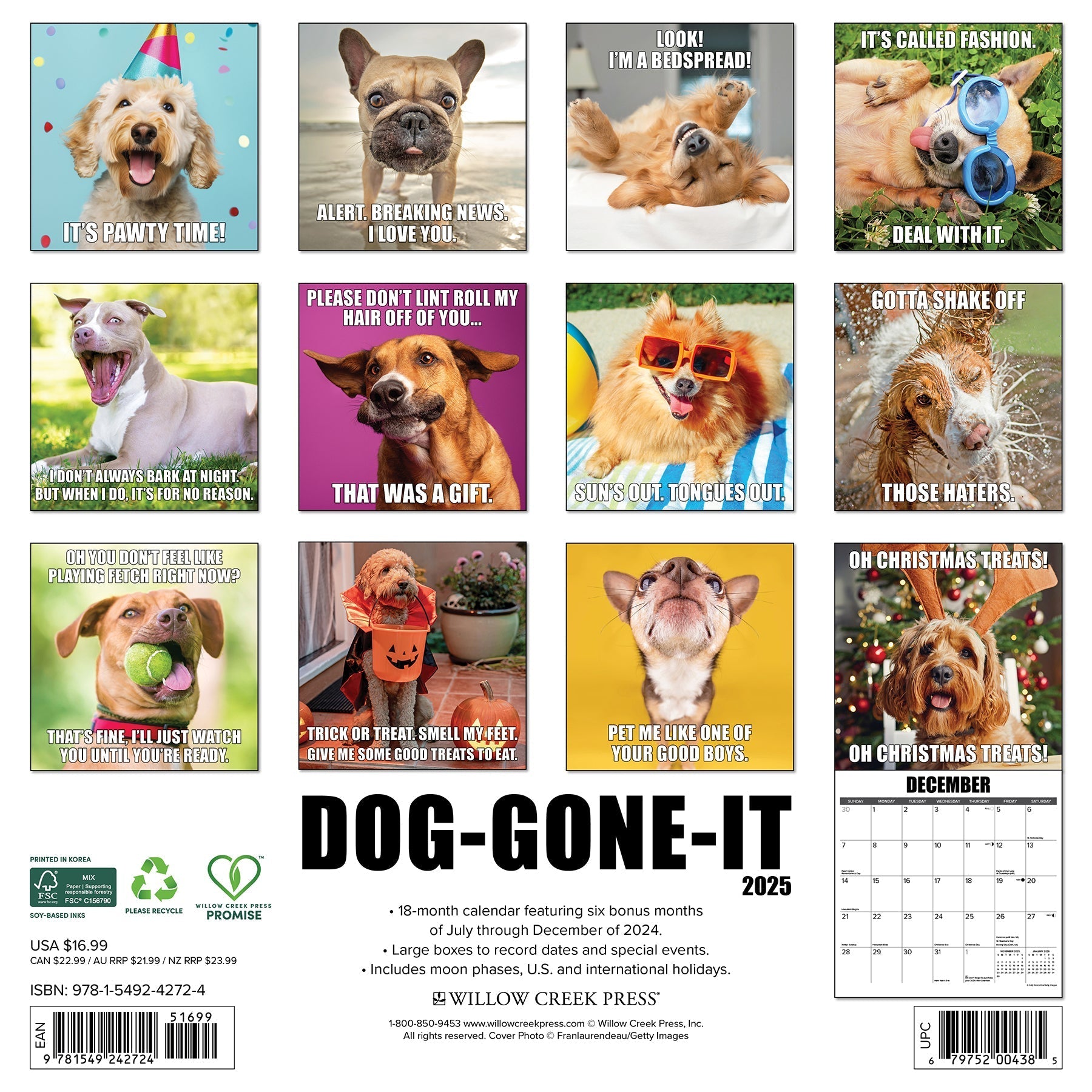 2025 Dog-Gone-It - Square Wall Calendar (US Only)