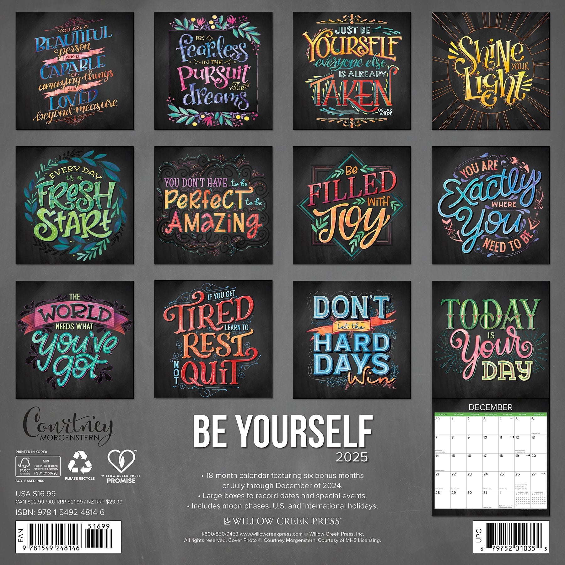 2025 Be Yourself - Square Wall Calendar (US Only)