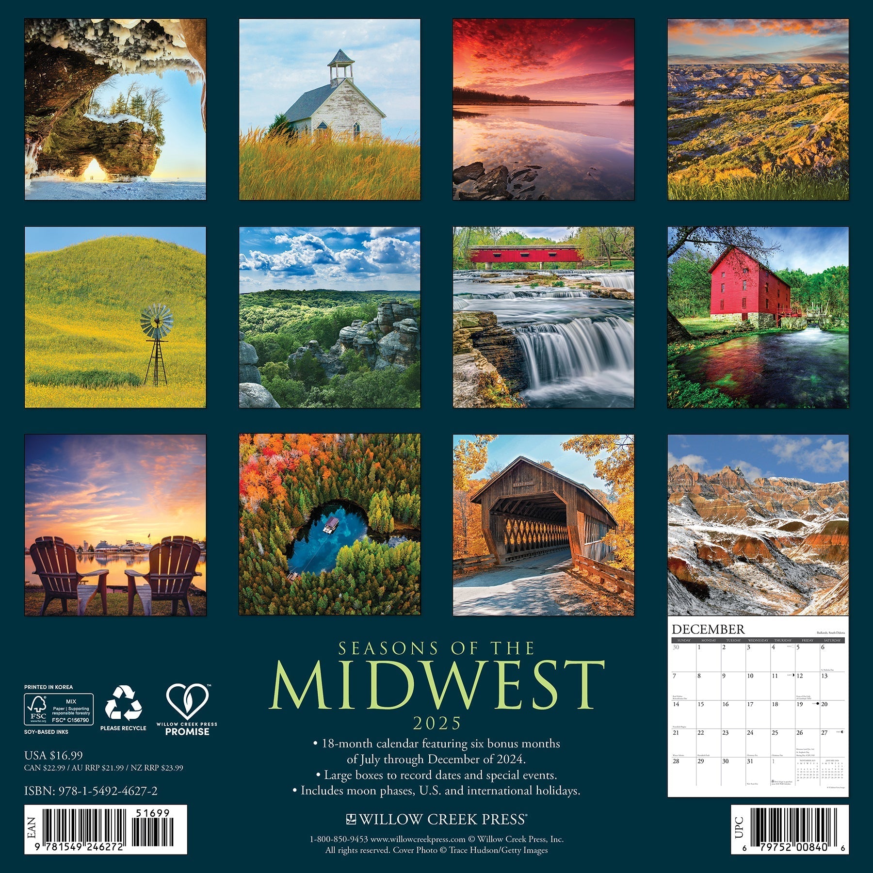 2025 Seasons of the Midwest - Square Wall Calendar (US Only)