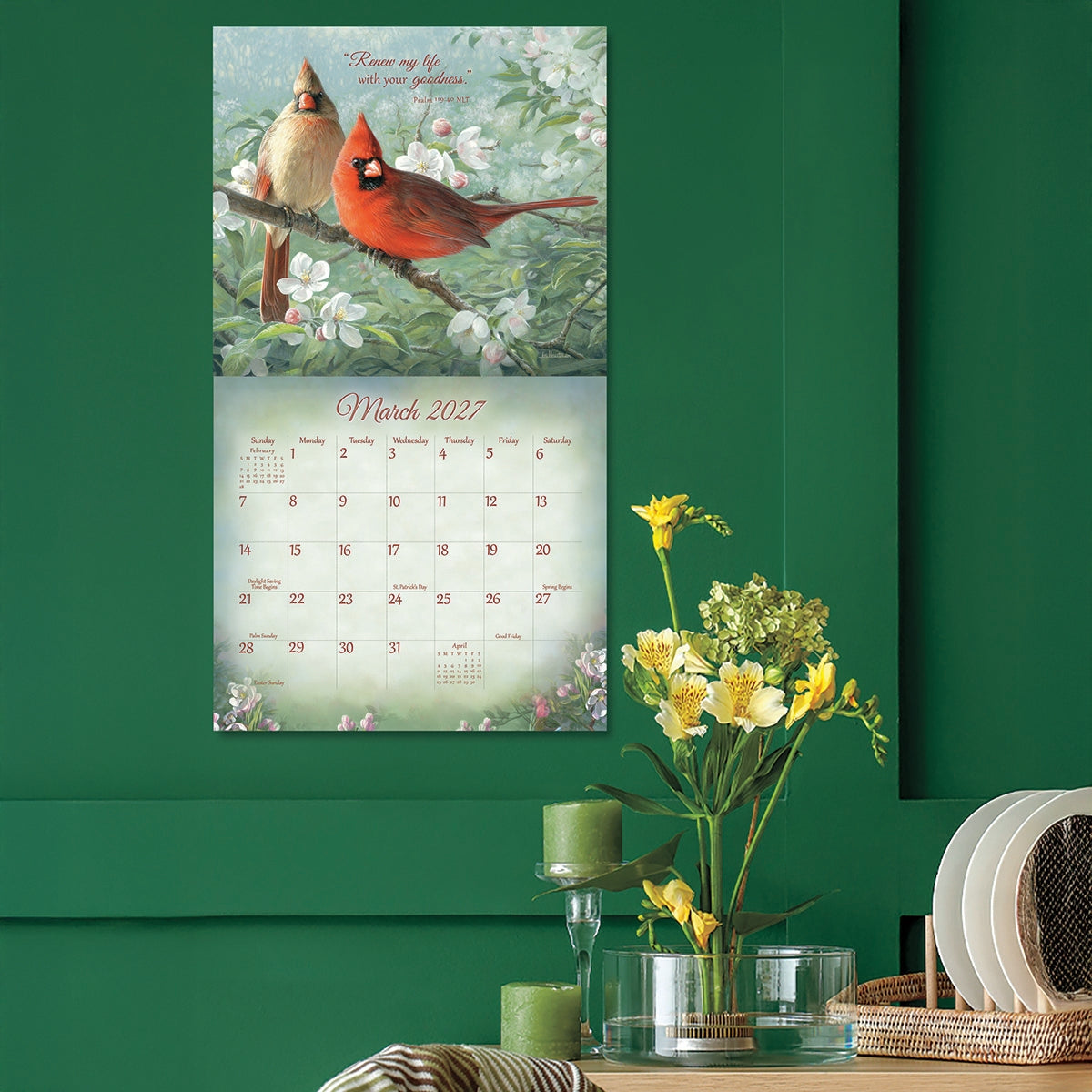 2027 Songbirds Of Faith - Scripture - Deluxe Wall Calendar by Susan Bourdet