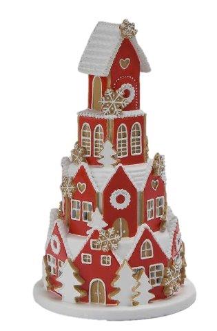 Small Red Round Gingerbread Village (22 Cm) - Christmas Decoration