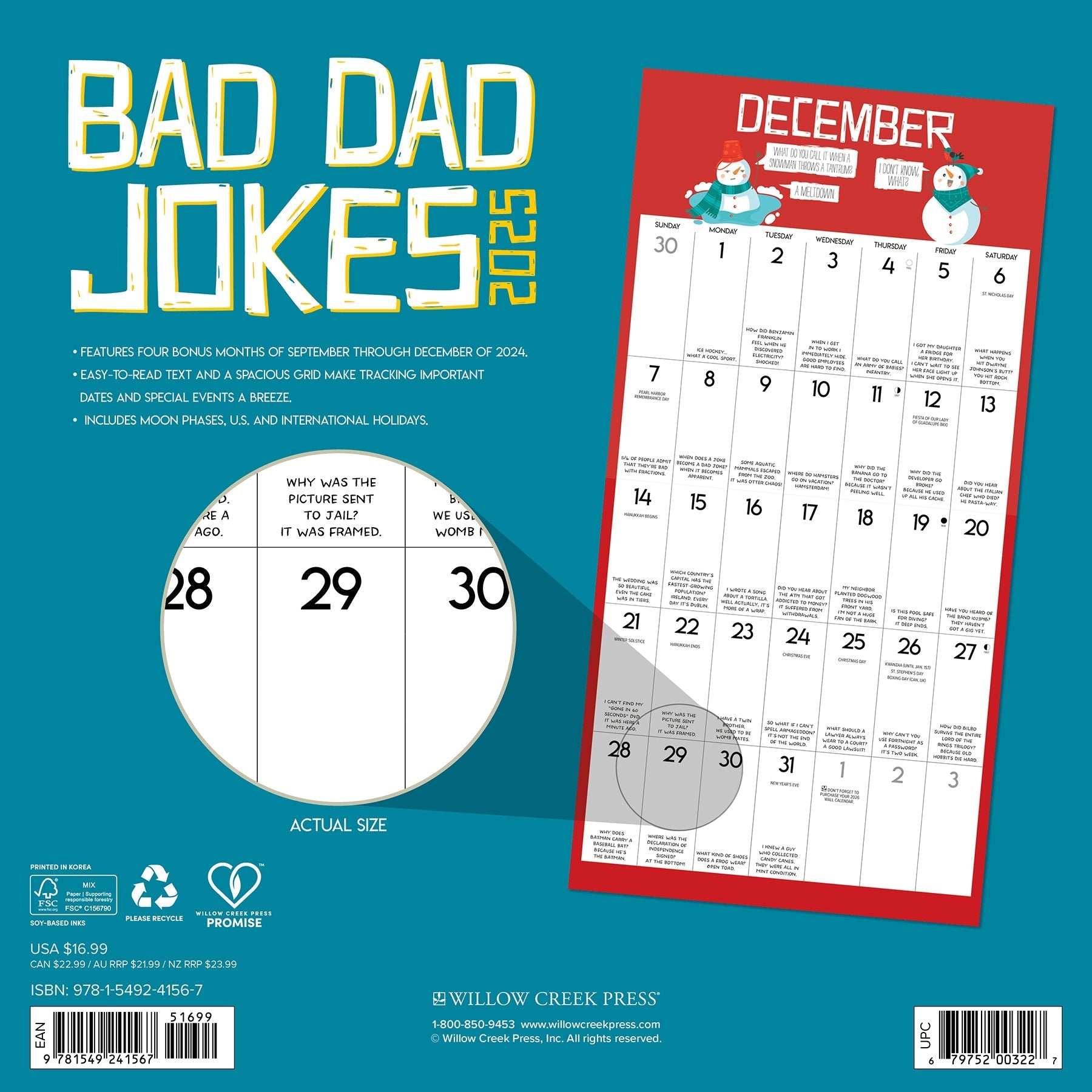 2025 Bad Dad Jokes - Square Wall Calendar (US Only)