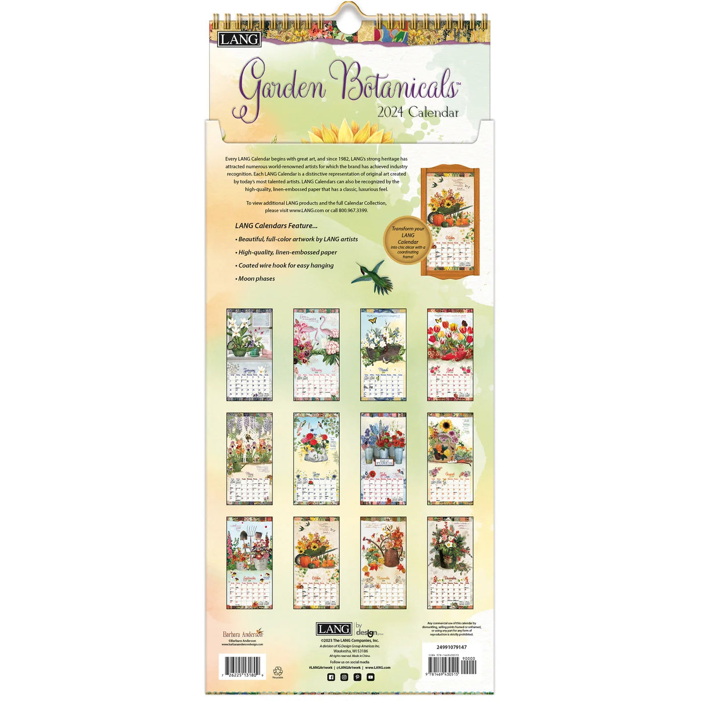2024 Garden Botanicals - Slim Wall Calendar