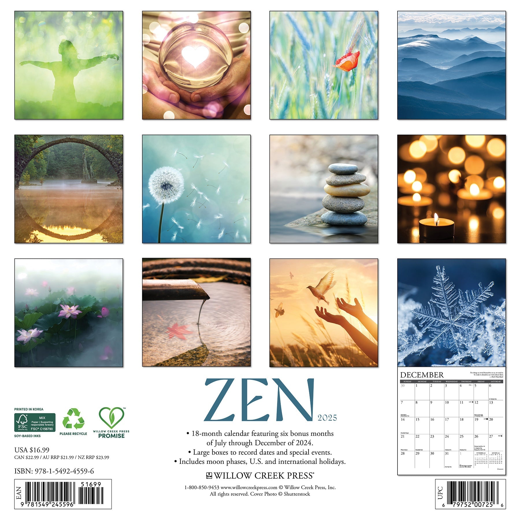 2025 Zen - Square Wall Calendar (US Only)