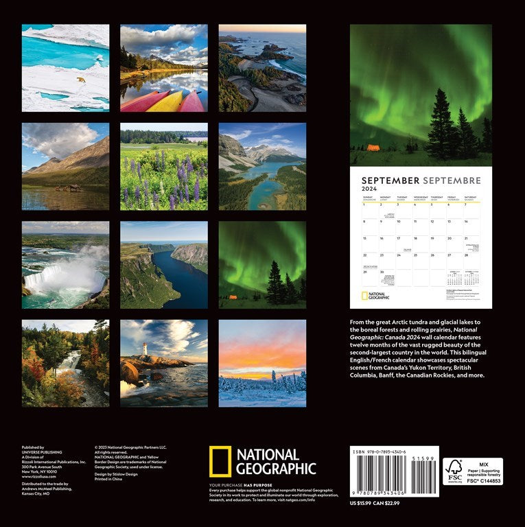 2024 National Geographic: Canada - Square Wall Calendar  SOLD OUT