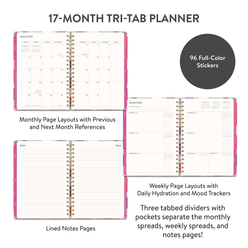 2025 Summer Poppies - Tri-Tab Weekly & Monthly Diary/Planner