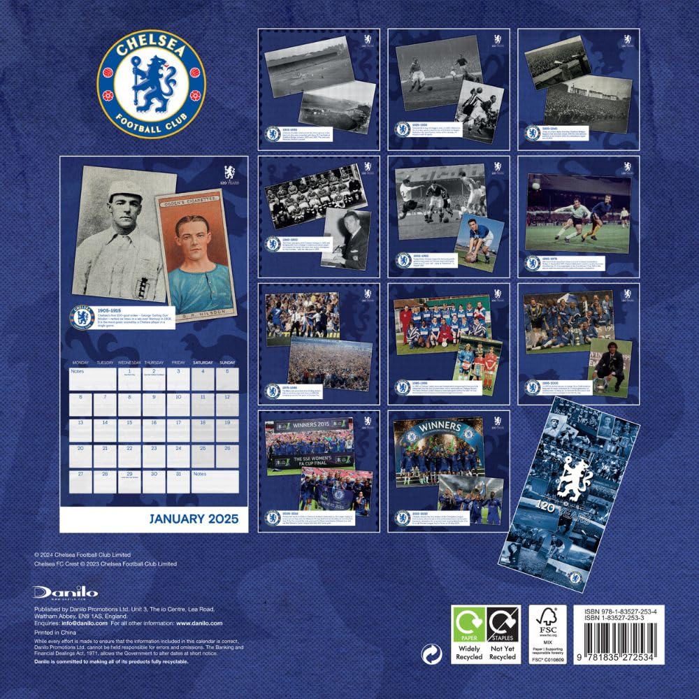 2025 Chelsea Fc - Calendar & Diary Musical Gift Box Set