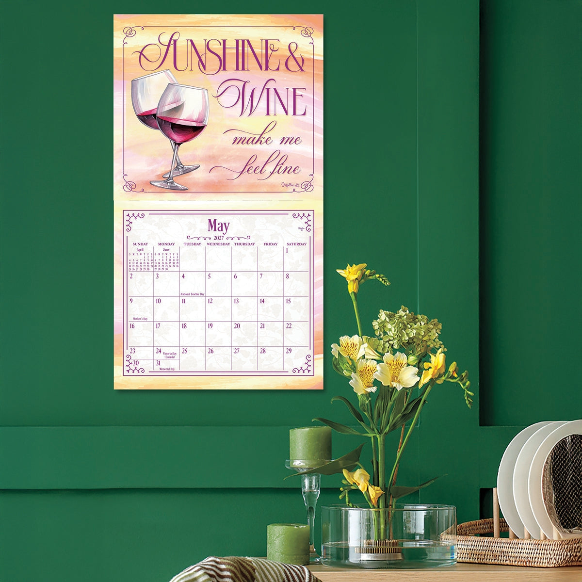 2027 Wine Calendar - Deluxe Wall Calendar by Mollie B