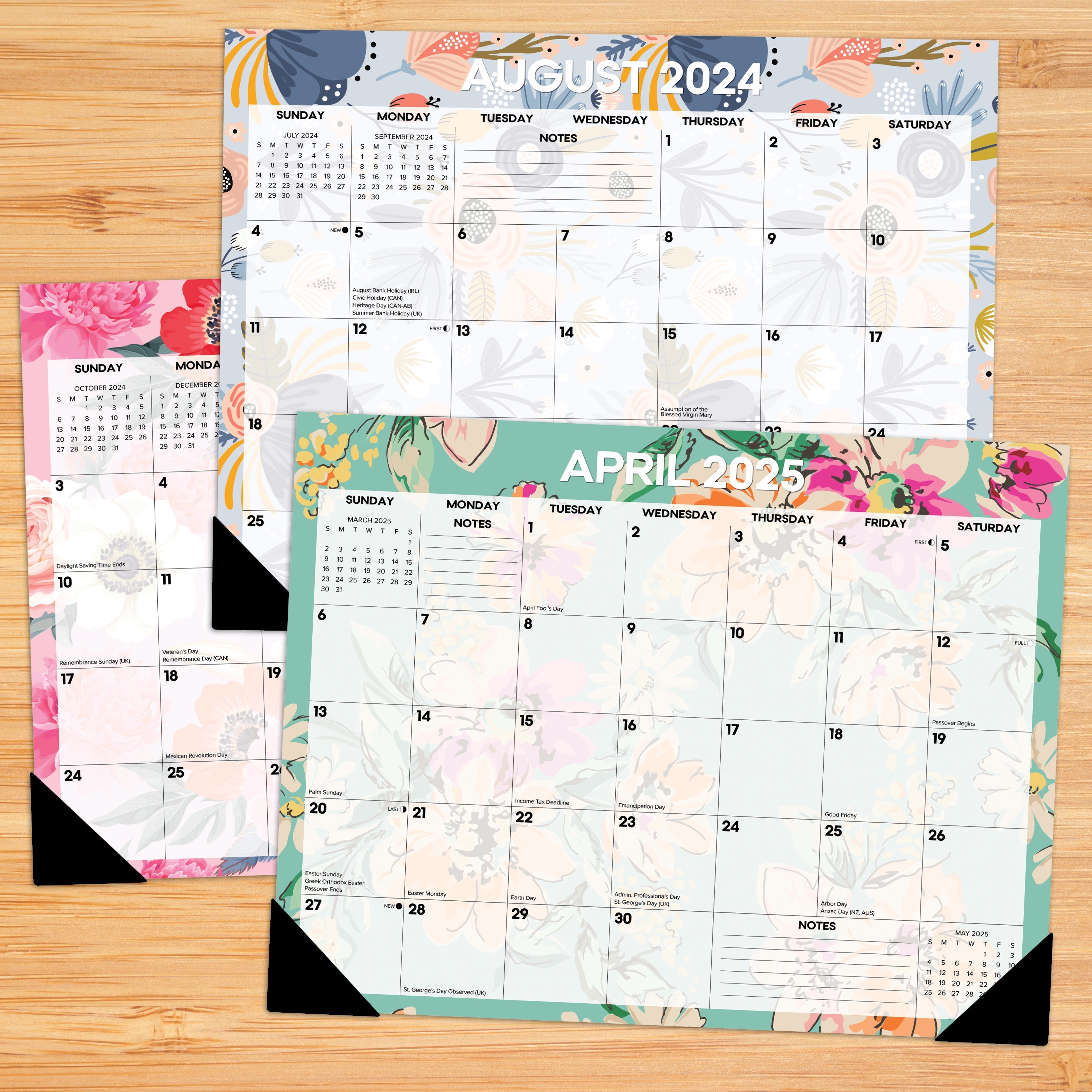 July 2024 - June 2025 Bold Blooms - Large Monthly Desk Pad Academic Calendar