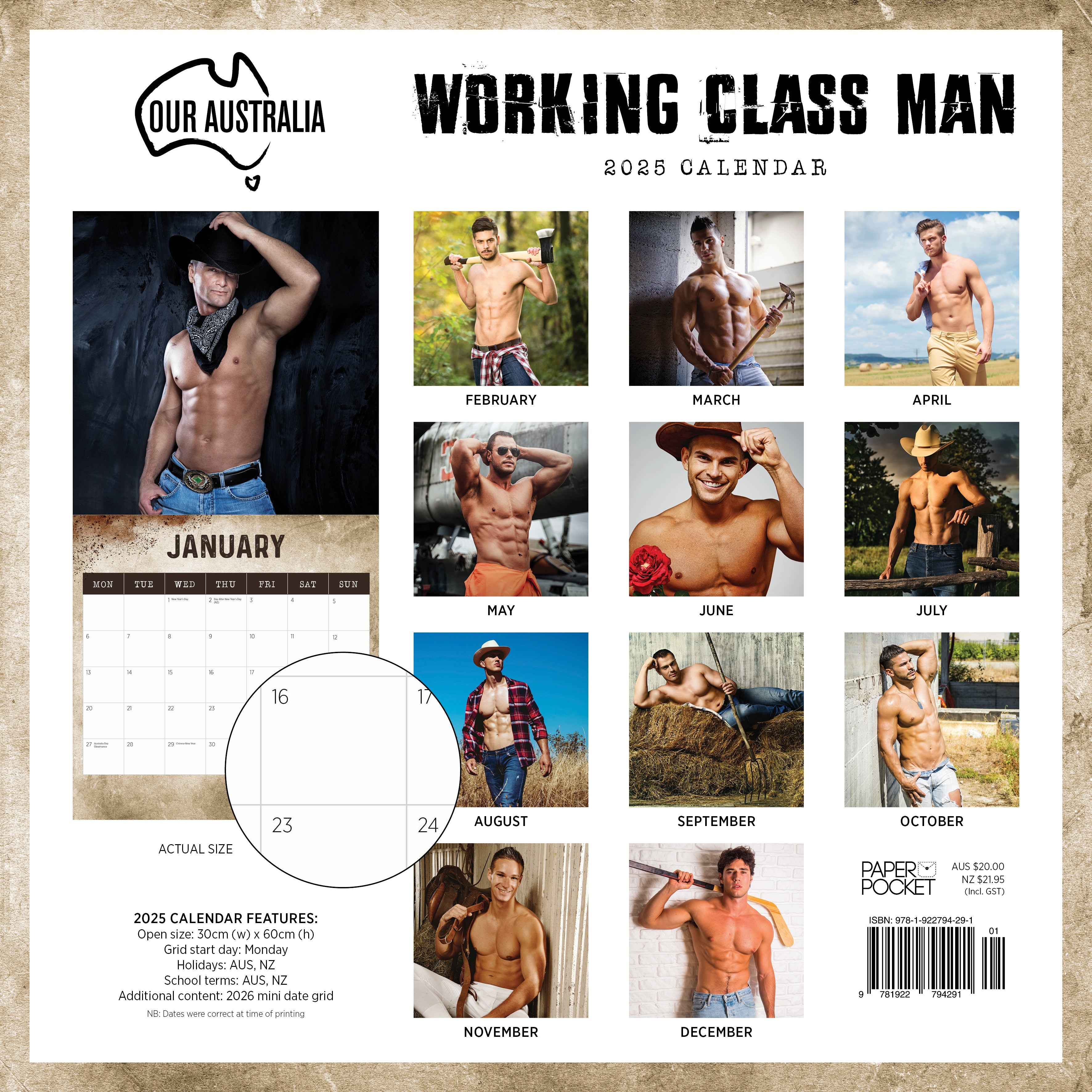 2025 Our Australia Working Class Man - Square Wall Calendar