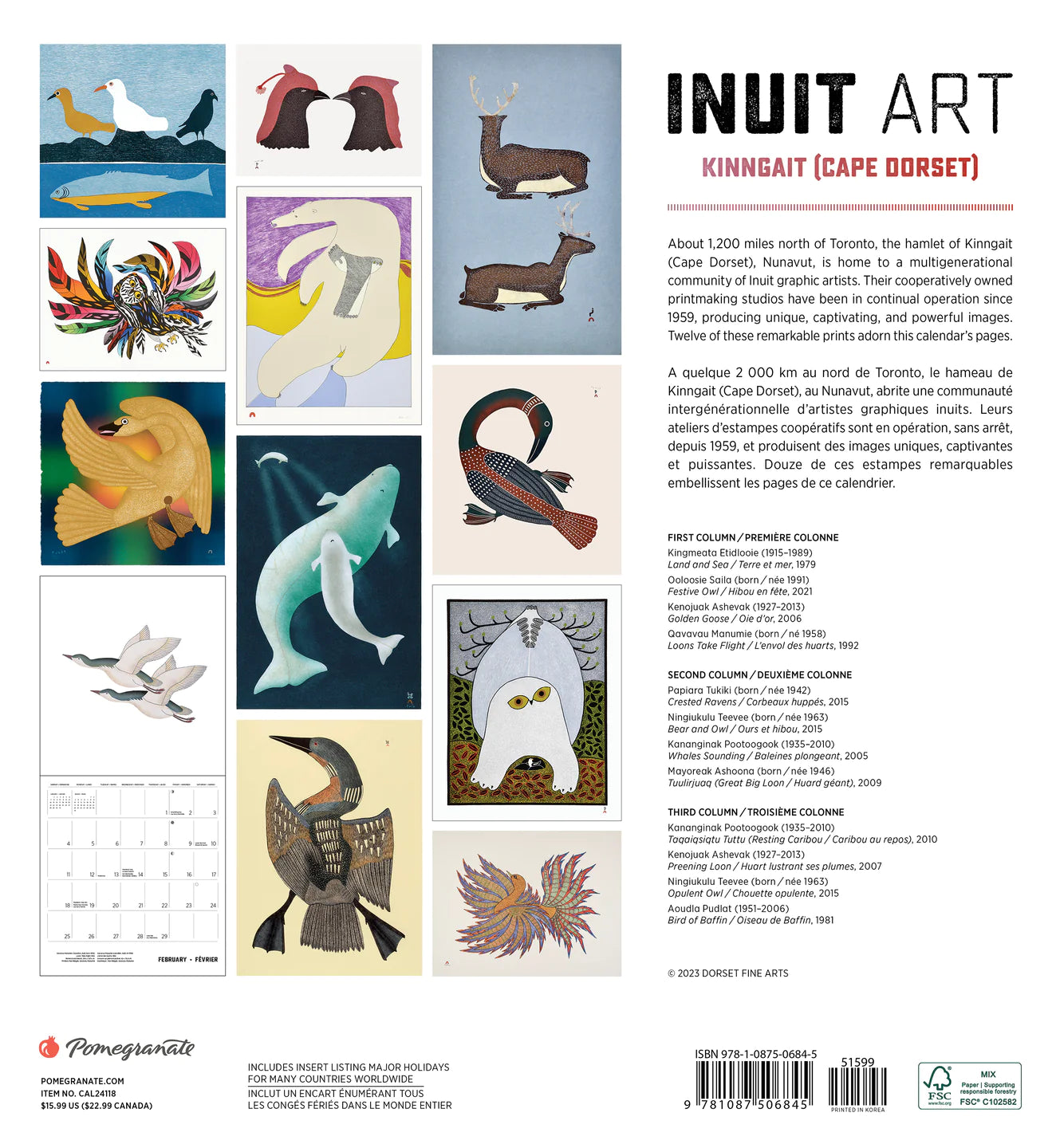 2024 Inuit Art: Kinngait (Cape Dorset) - Square Wall Calendar  SOLD OUT