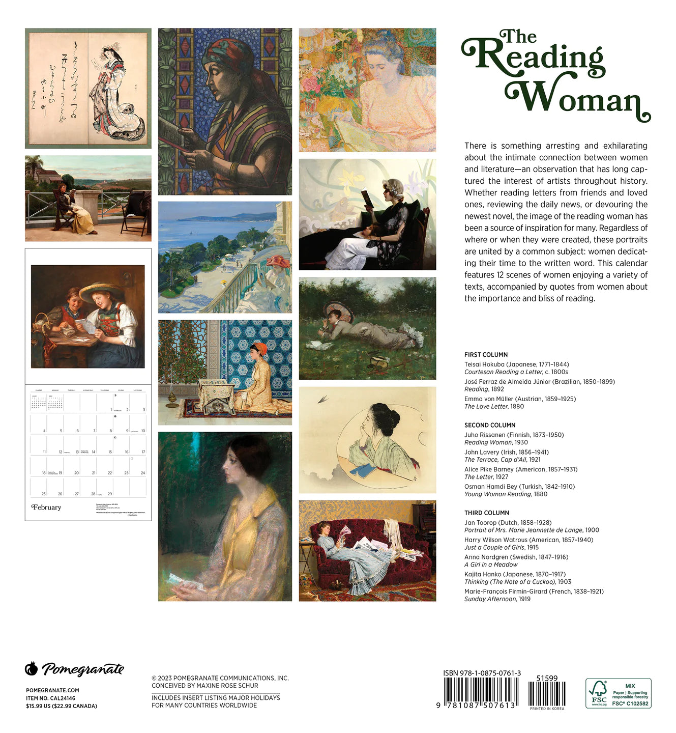 2024 The Reading Woman - Square Wall Calendar  SOLD OUT