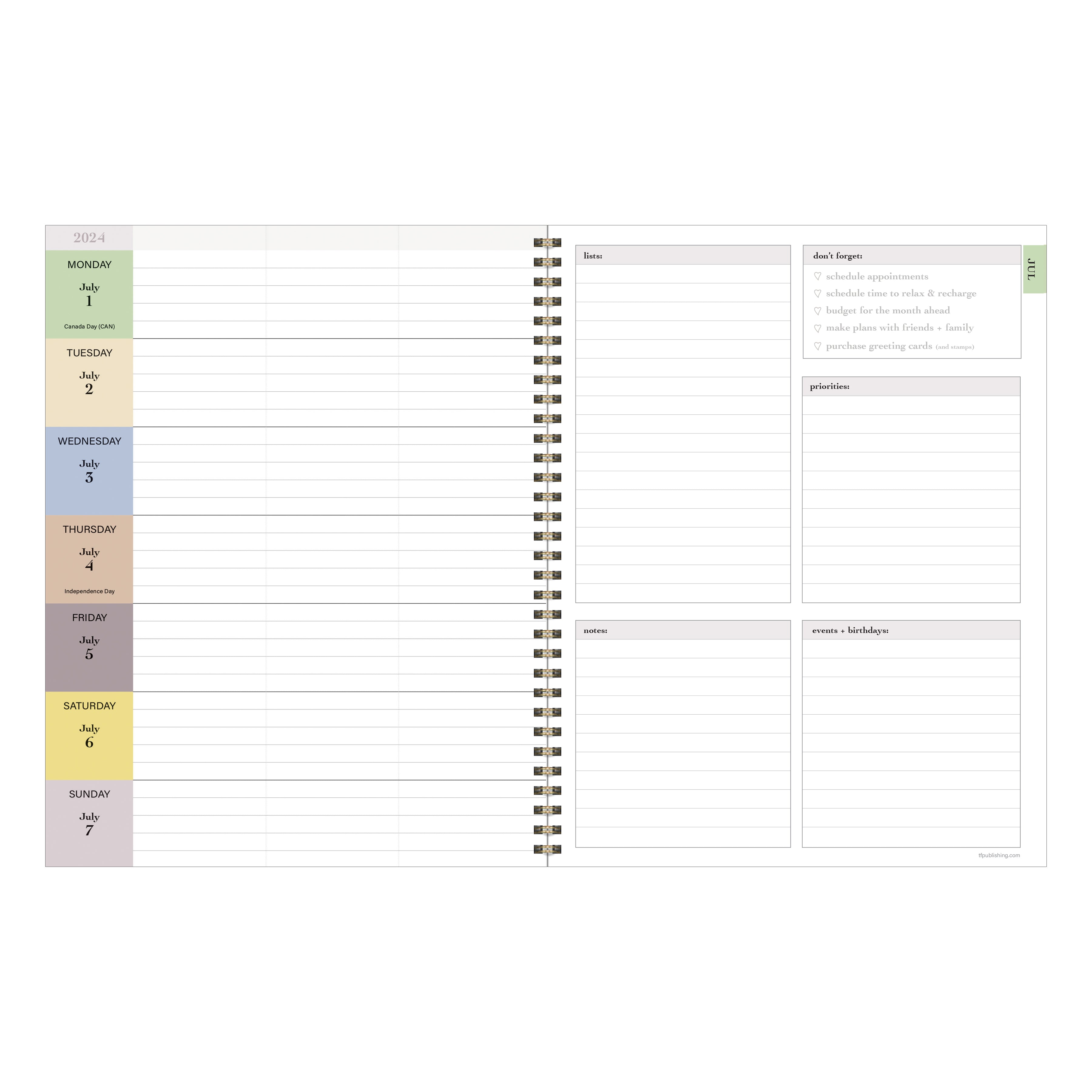 July 2024 - June 2025 Positano Palms - Large Weekly & Monthly Academic Year Diary/Planner