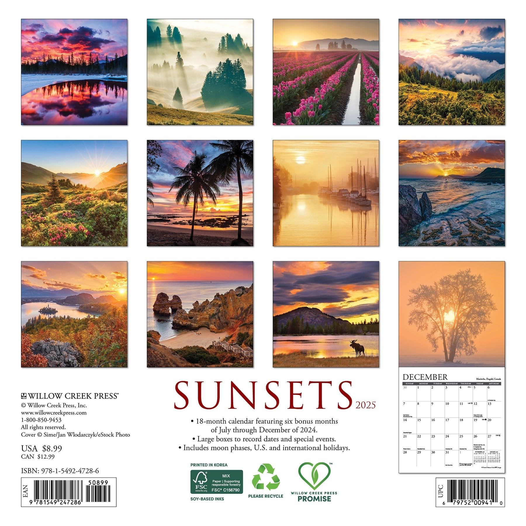 2025 Sunsets - Mini Wall Calendar (US Only)