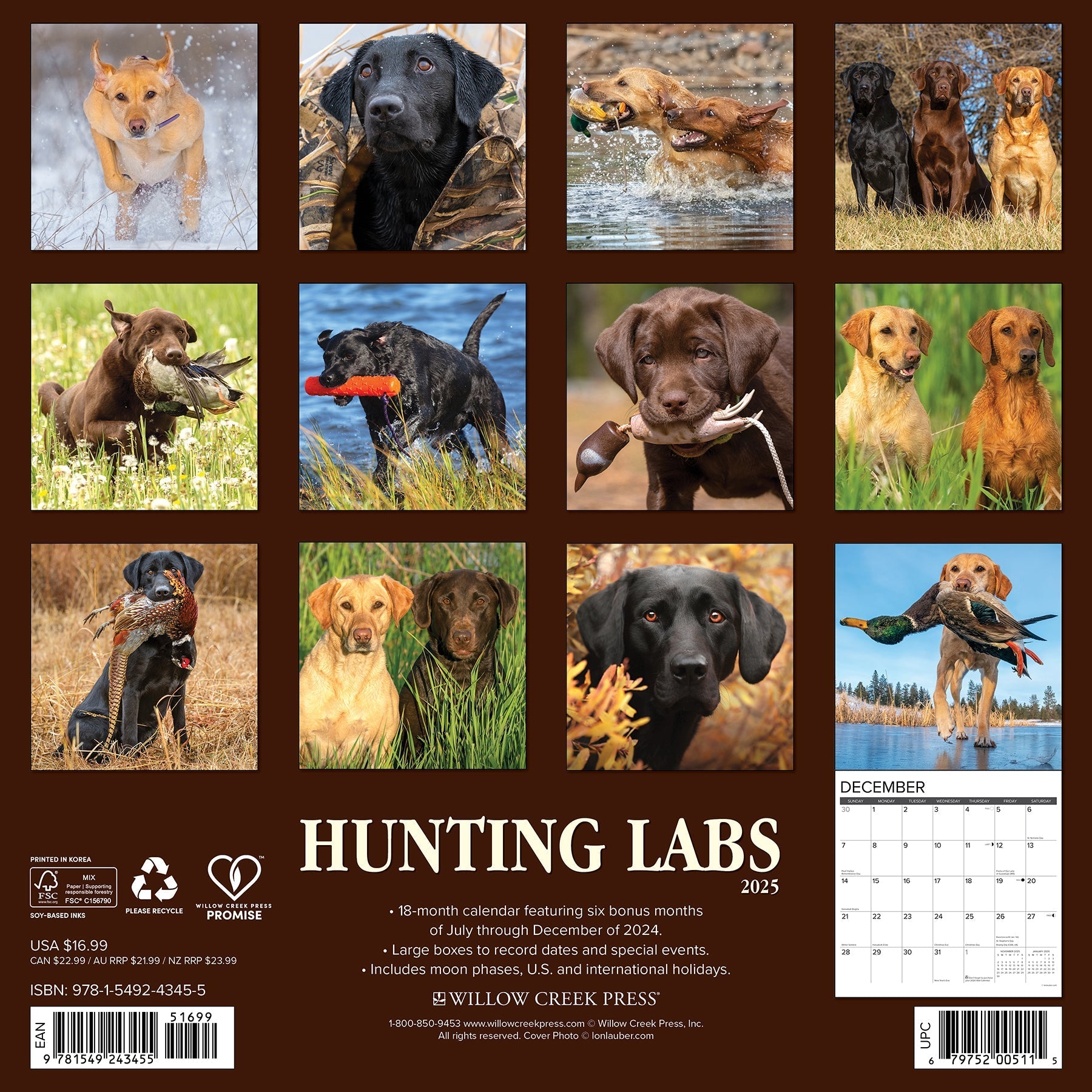 2025 Hunting Labs - Square Wall Calendar (US Only)