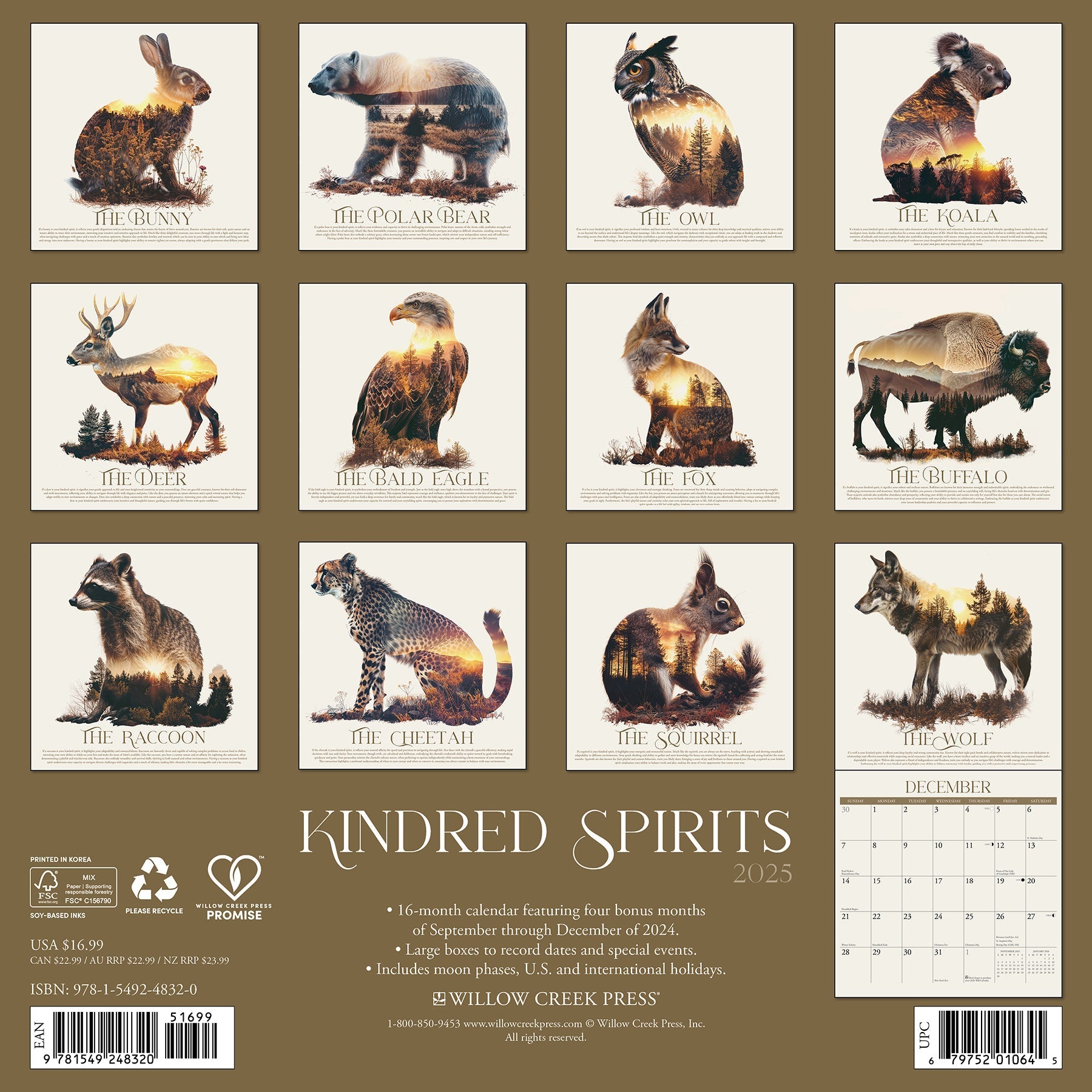 2025 Kindred Spirits - Square Wall Calendar (US Only)