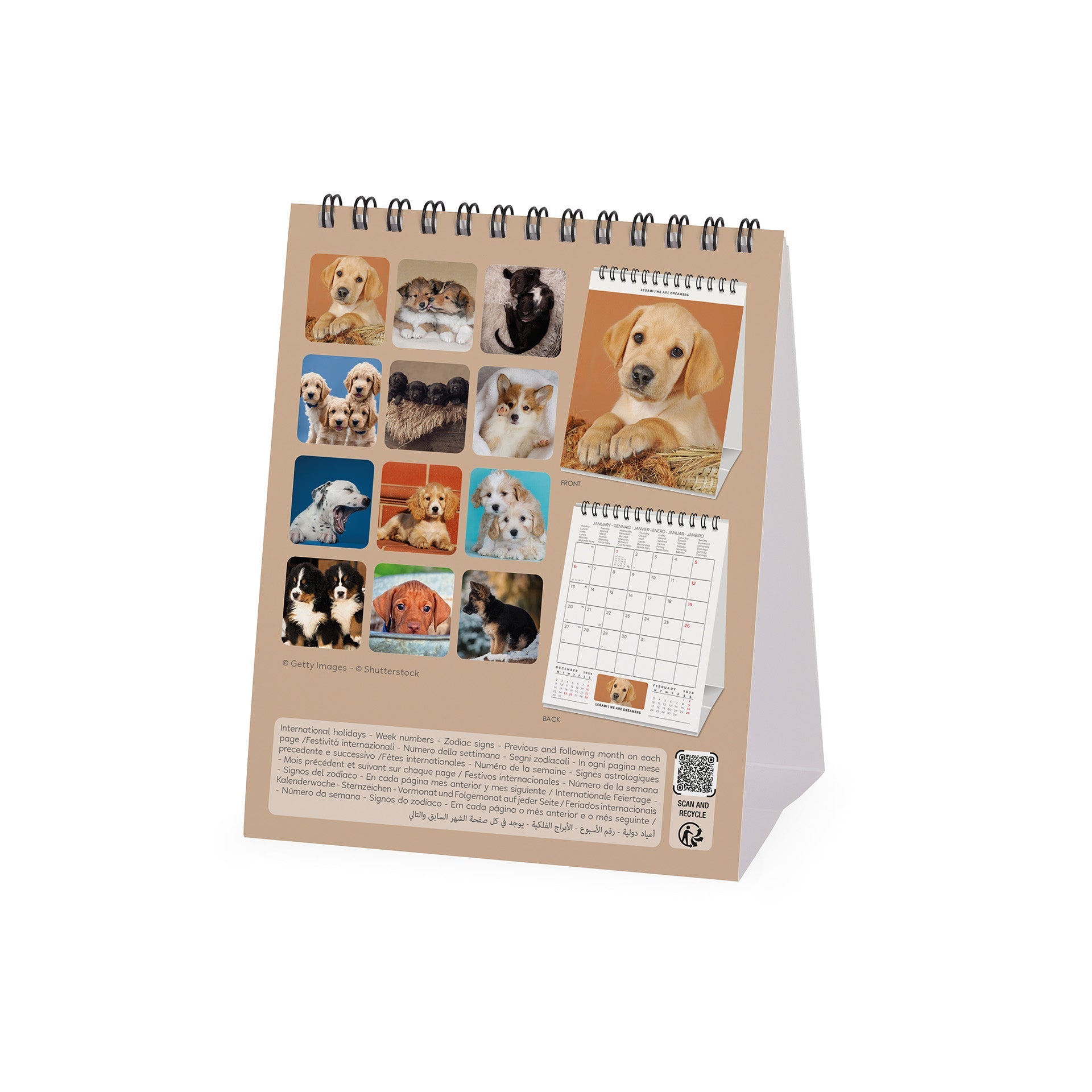 2025 Puppies by Legami - Desk Easel Calendar