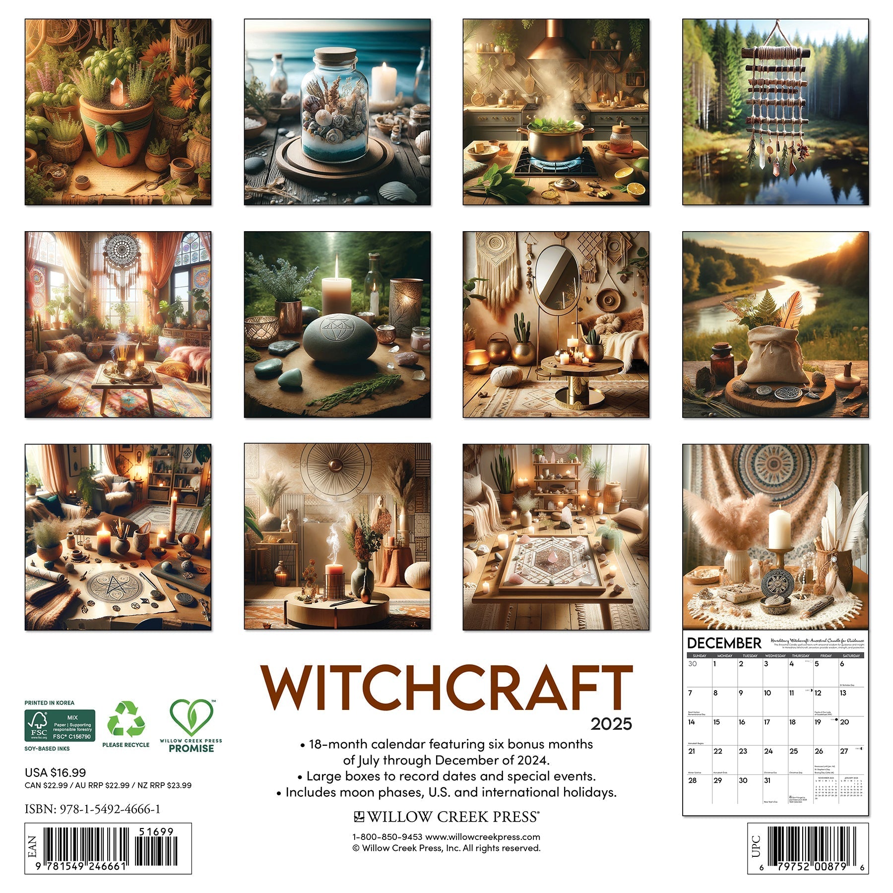 2025 Witchcraft-There's Magic in All of Us - Square Wall Calendar (US Only)