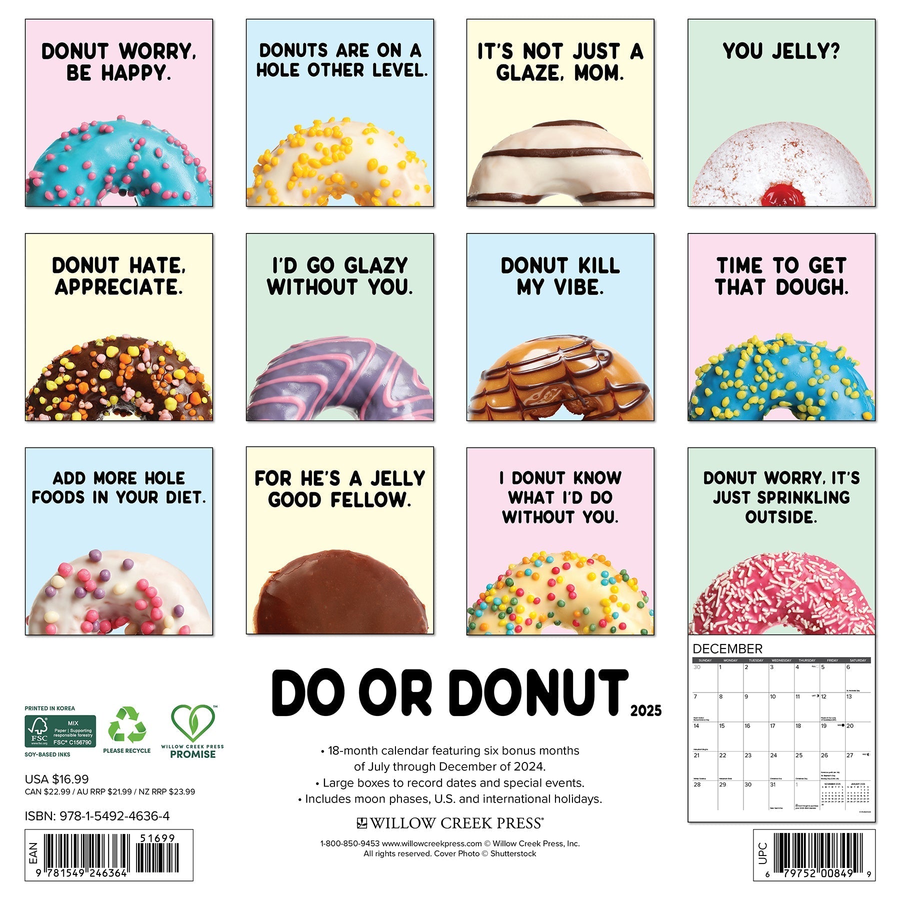 2025 Do or Donut - Square Wall Calendar (US Only)