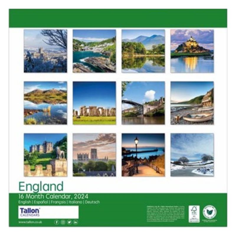 2024 Green Explore England - Square Wall Calendar