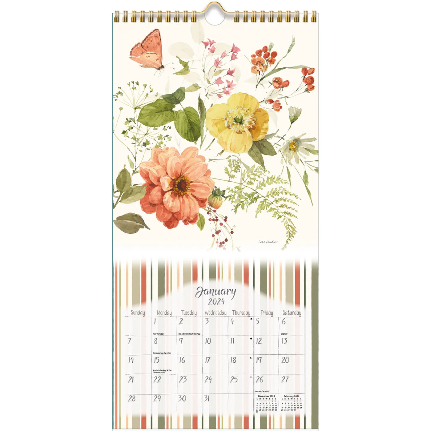 2024 Watercolor Seasons - Slim Wall Calendar