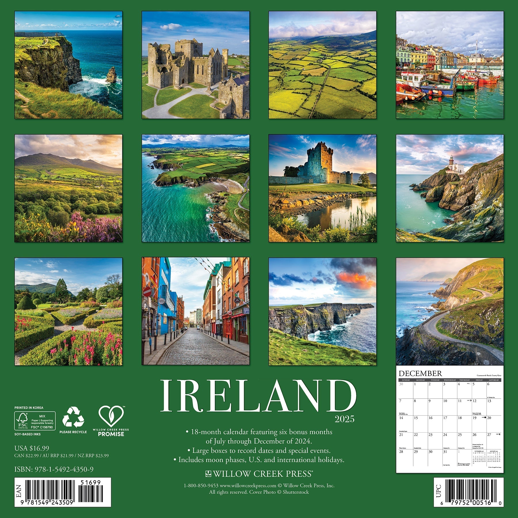 2025 Ireland - Square Wall Calendar (US Only)