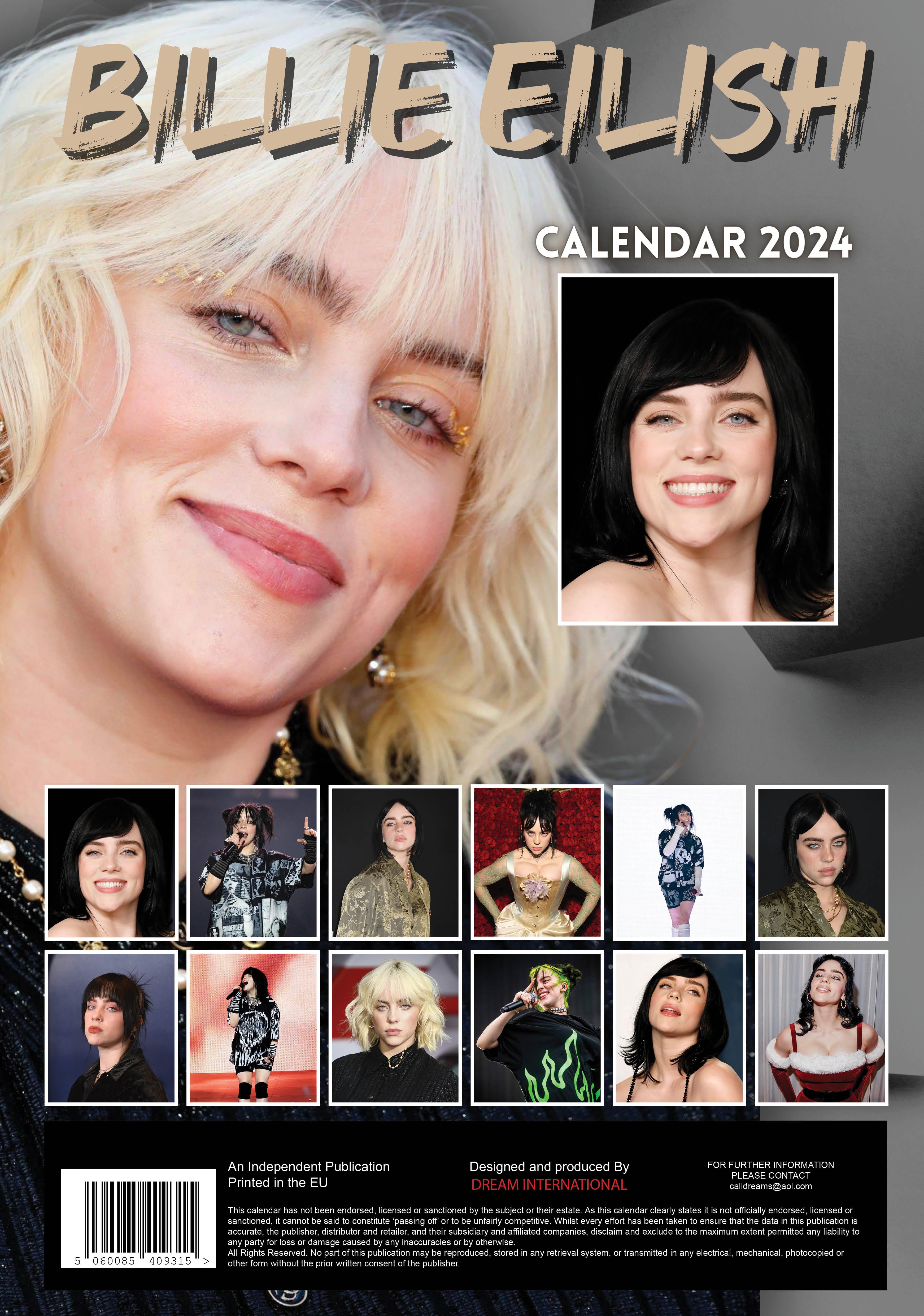 2024 Billie Eilish A3 Wall Calendar Music Celebrities Calendars by