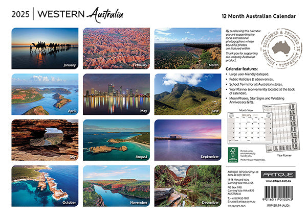 2025 Western Australian By Artique - Horizontal Wall Calendar