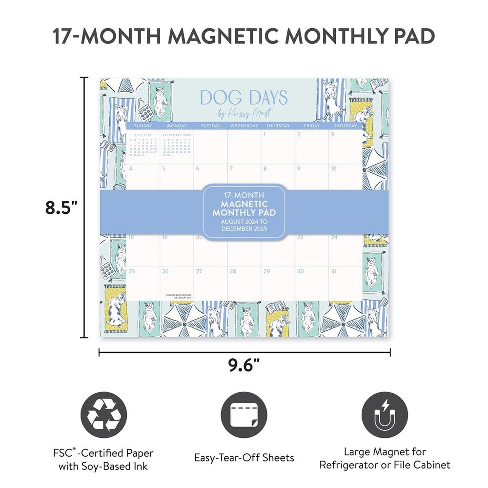 2025 Dog Days - Monthly Magnetic Pad Calendar