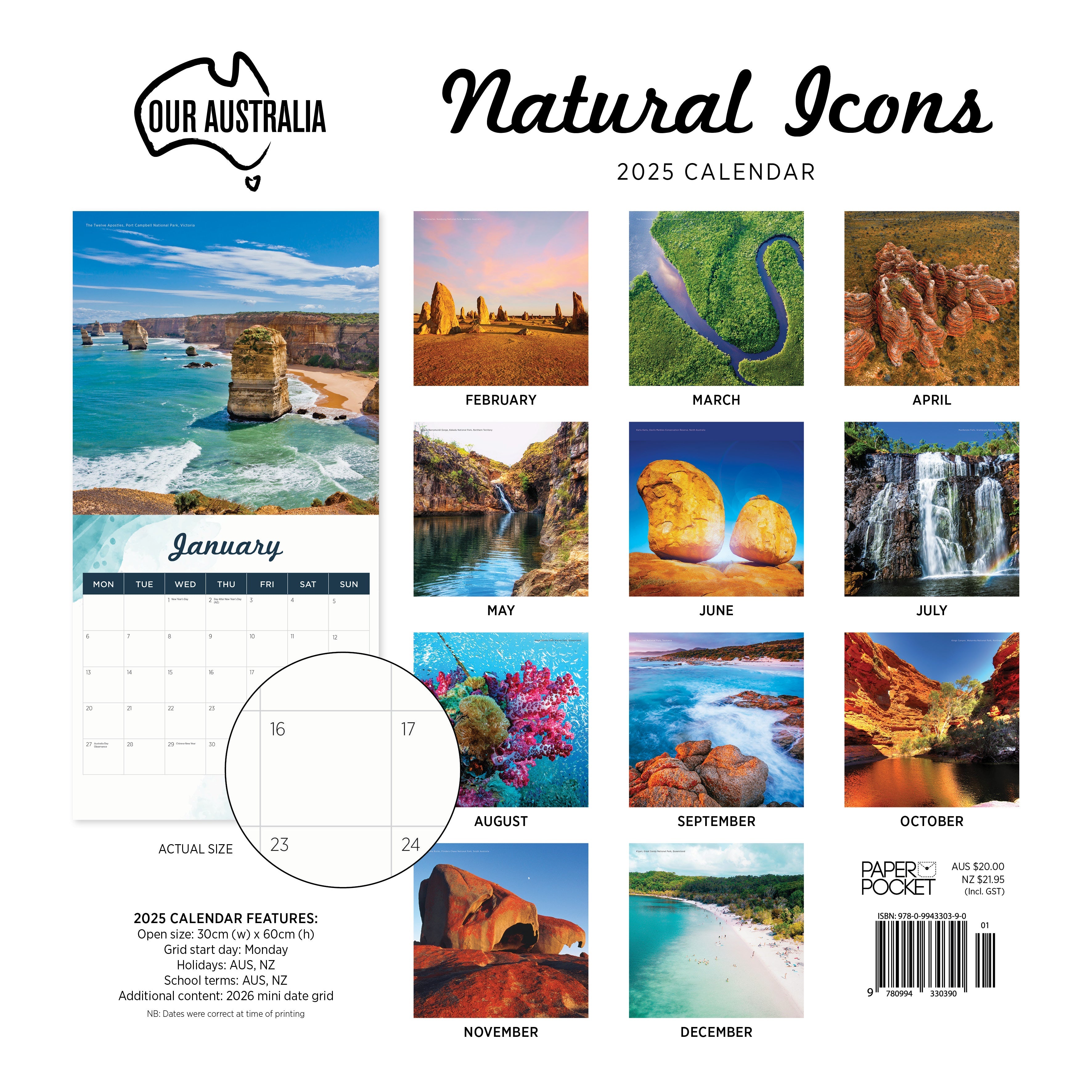 2025 Our Australia Natural Icons - Square Wall Calendar