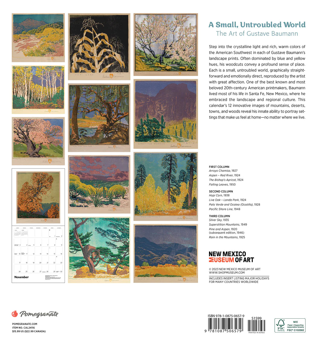 2024 A Small, Untroubled World: The Art Of Gustave Baumann - Square Wall Calendar  SOLD OUT