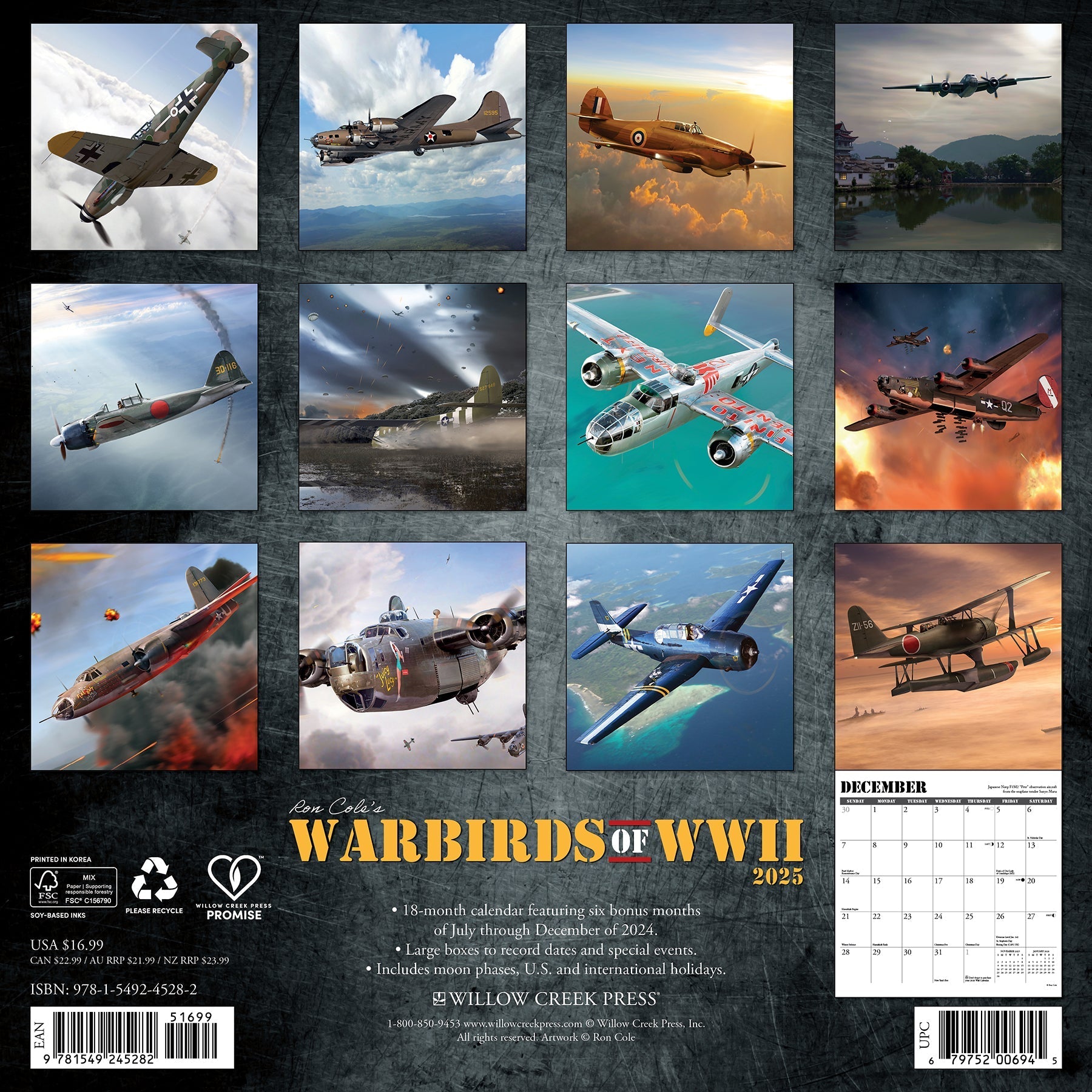 2025 Warbirds of WWII - Square Wall Calendar (US Only)