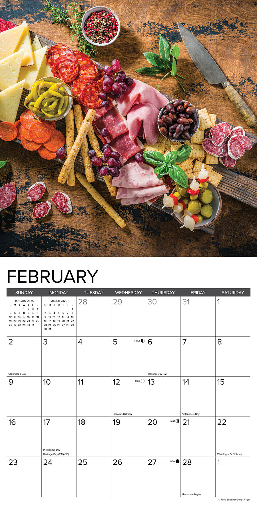 2025 Charcuterie Boards - Square Wall Calendar (US Only)