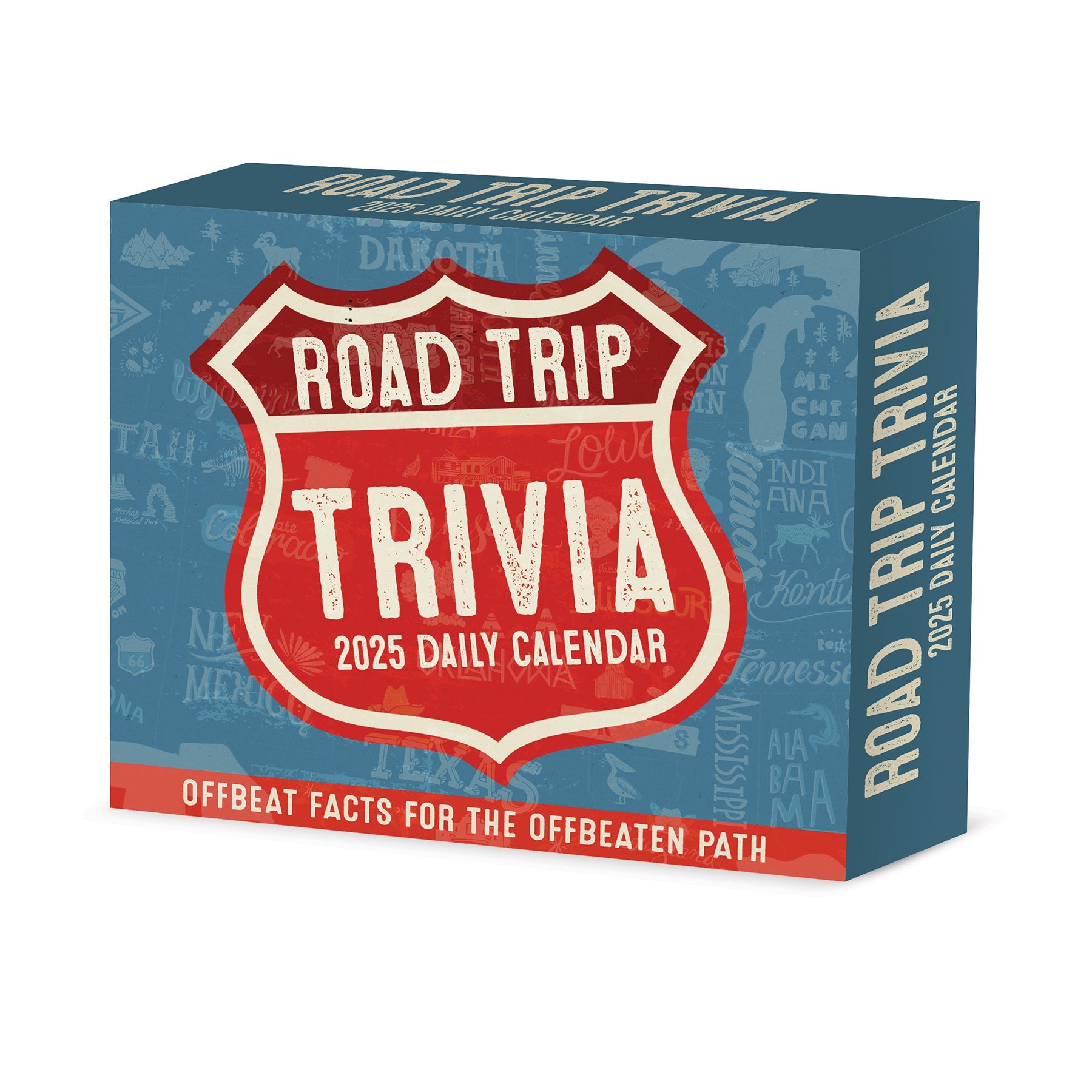 2025 Road Trip Trivia - Daily Boxed Page-A-Day Calendar (US Only)