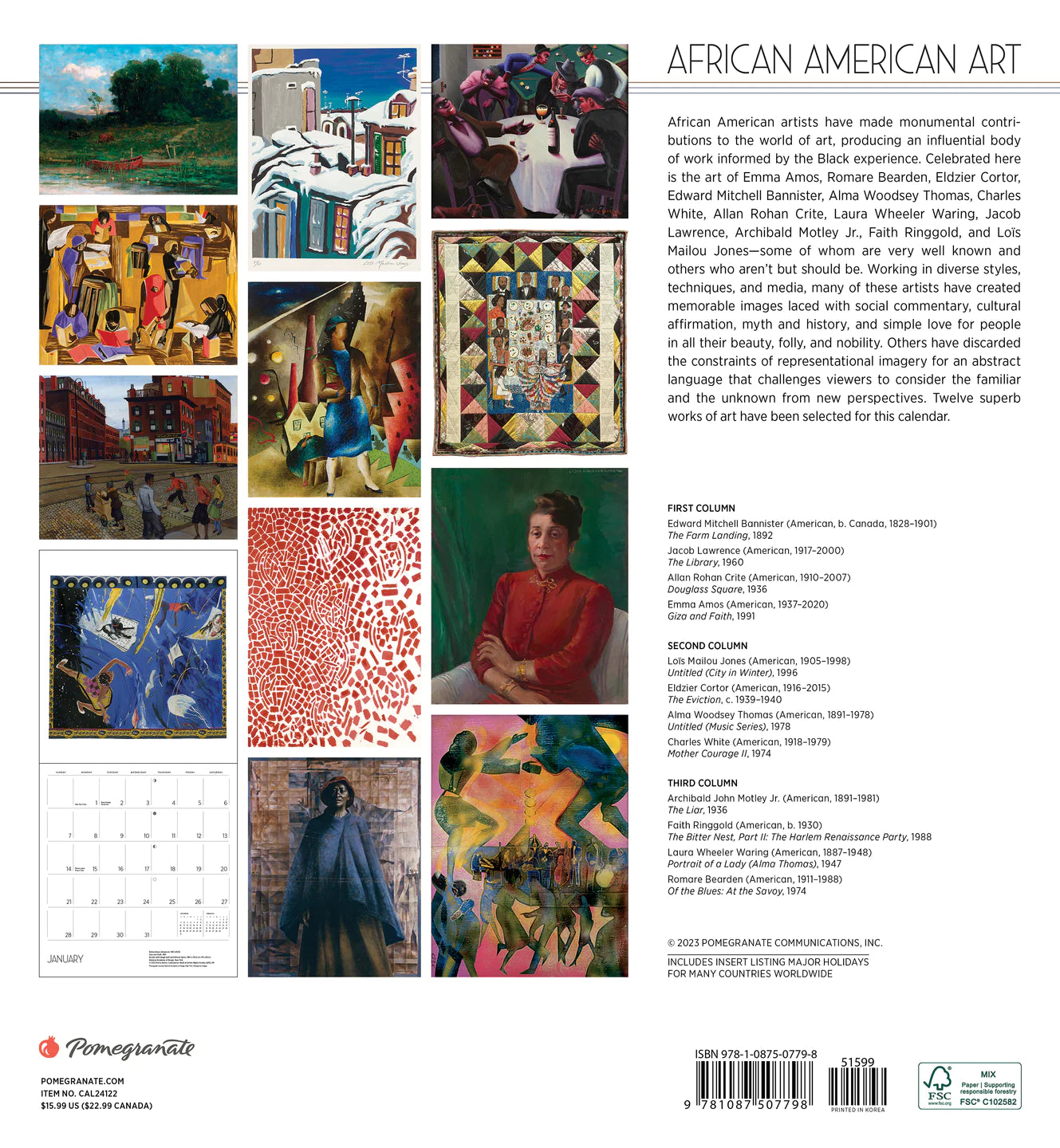 2024 African American Art - Square Wall Calendar  SOLD OUT