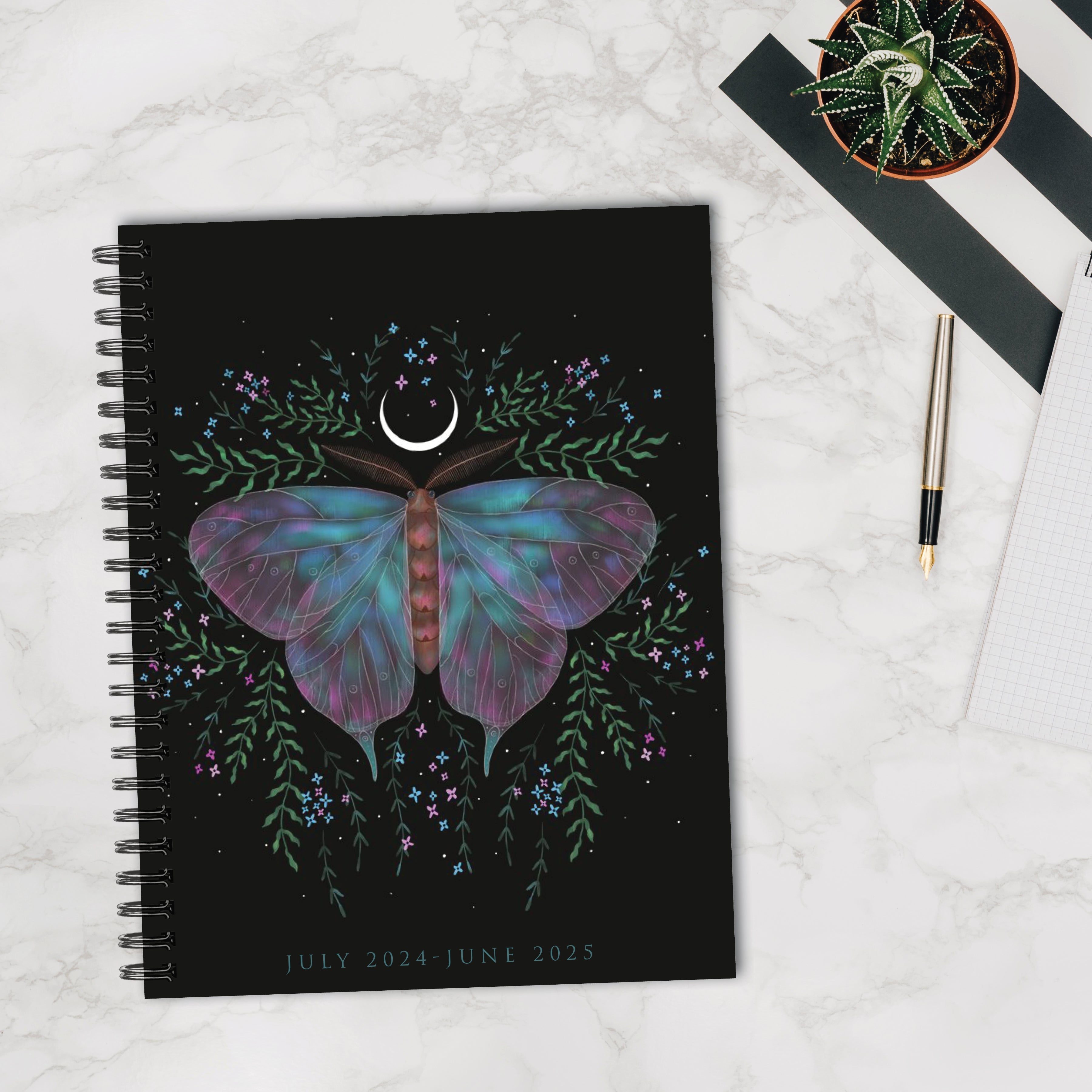 July 2024 - June 2025 Mystic Butterfly - Medium Weekly & Monthly Academic Year Diary/Planner