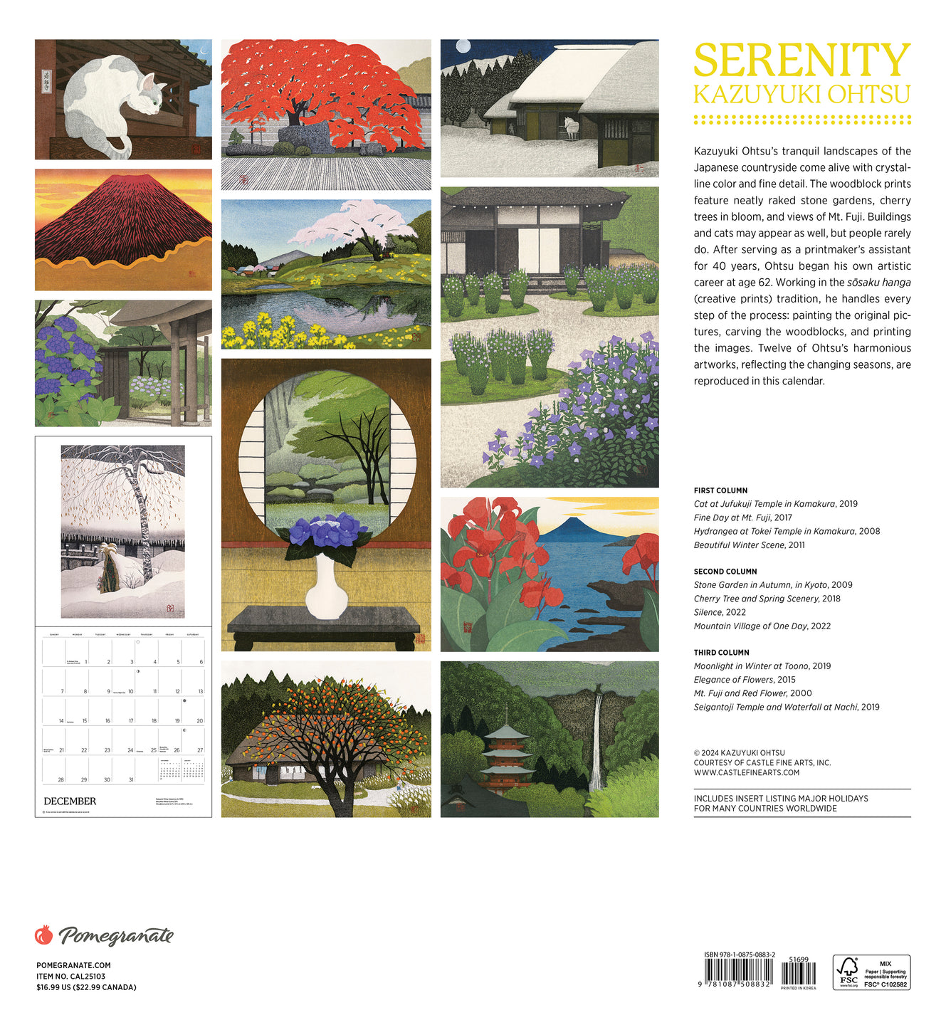 2025 Serenity: Kazuyuki Ohtsu - Square Wall Calendar
