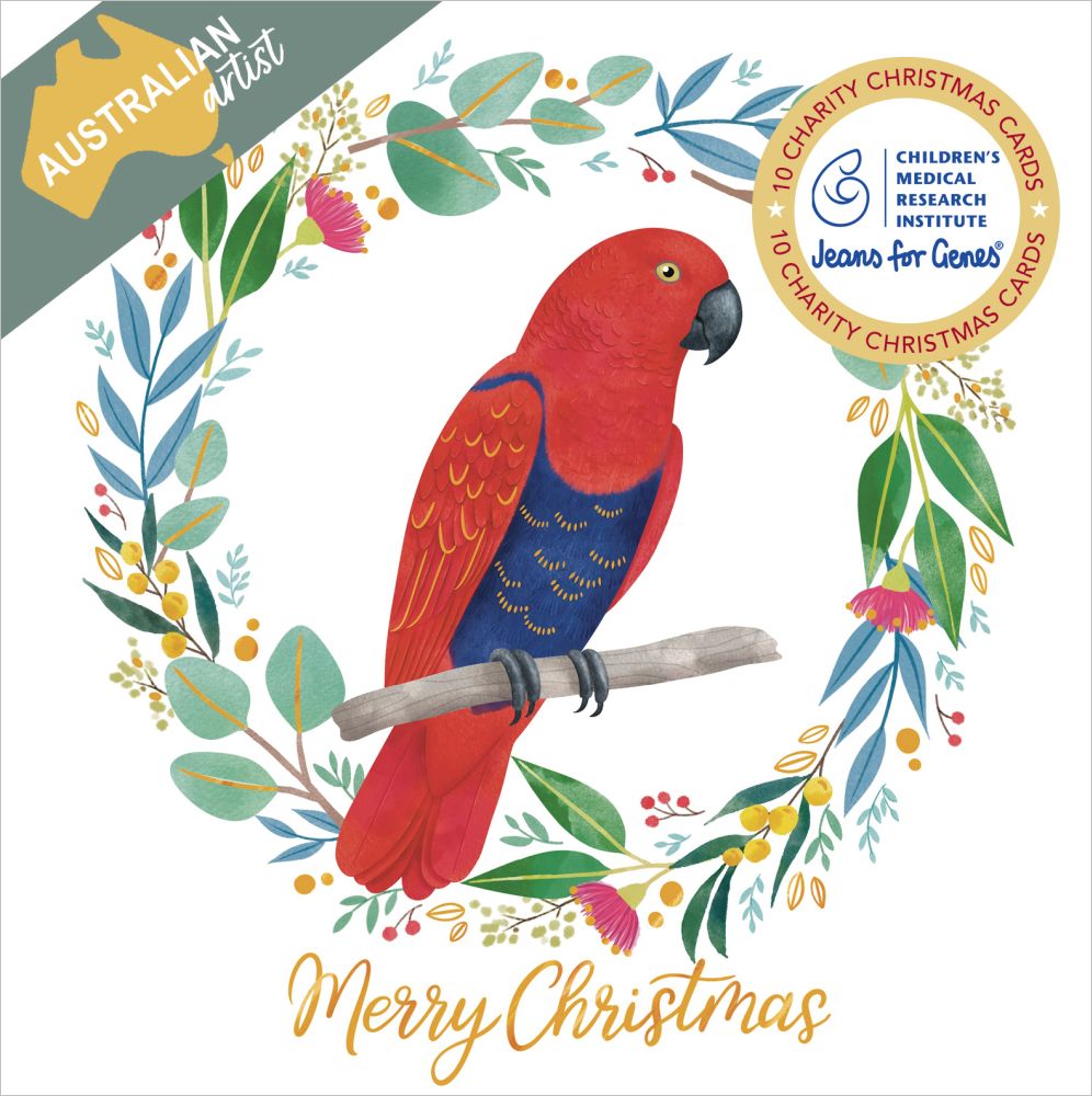 CMRI Parrot Wreath - 10 Charity Christmas Cards Pack