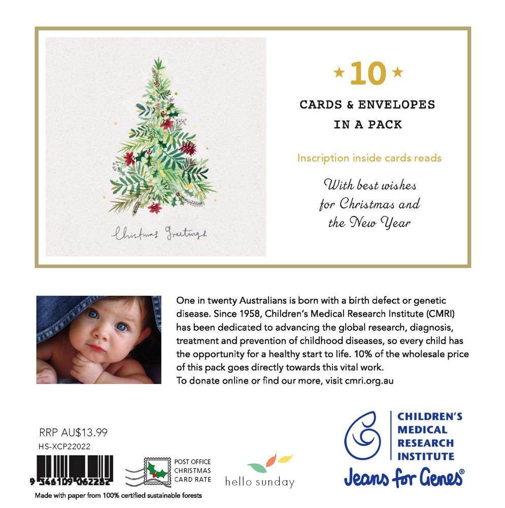 CMRI Floral Tree - 10 Charity Christmas Cards Pack