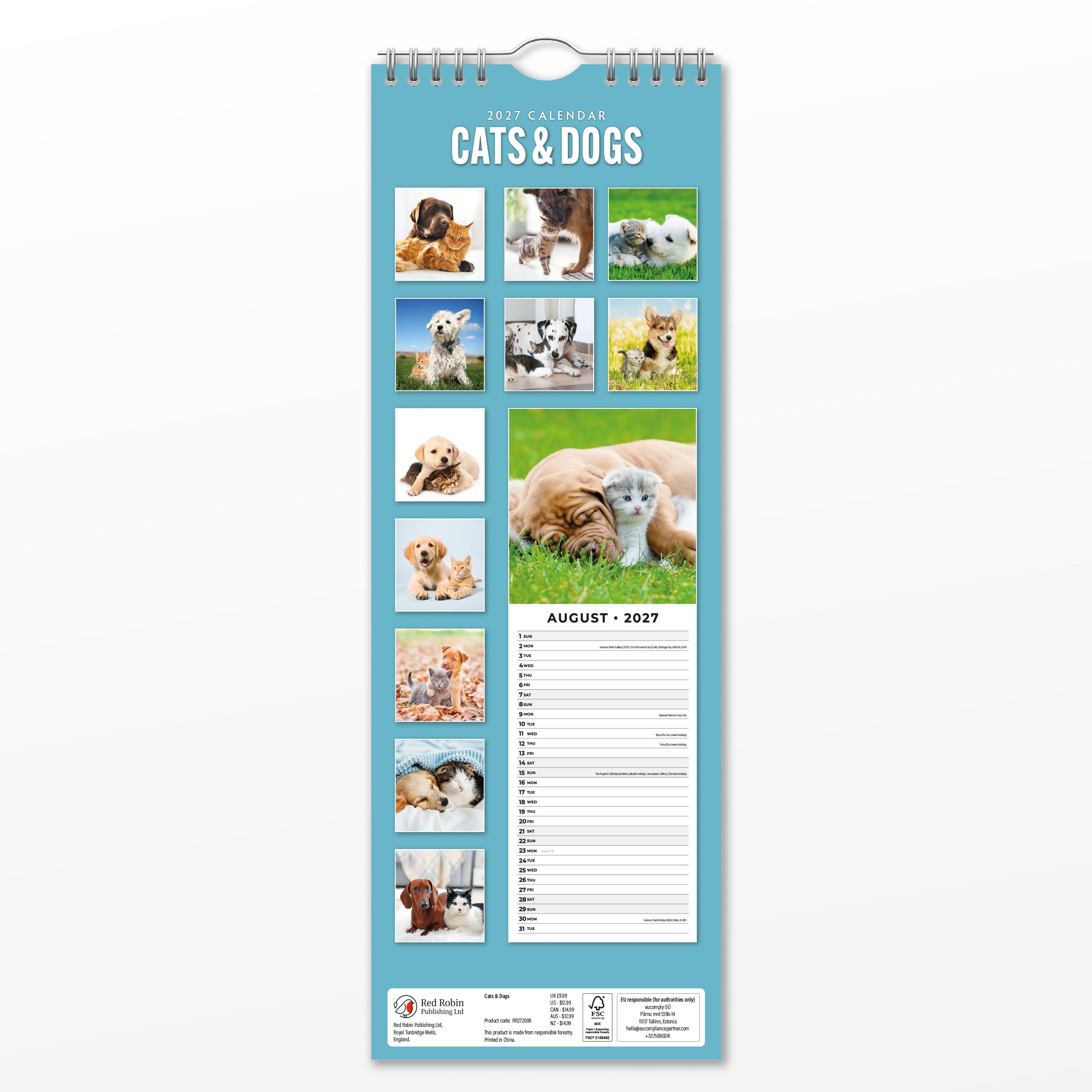 2027 Cats & Dogs - Slim Wall Calendar