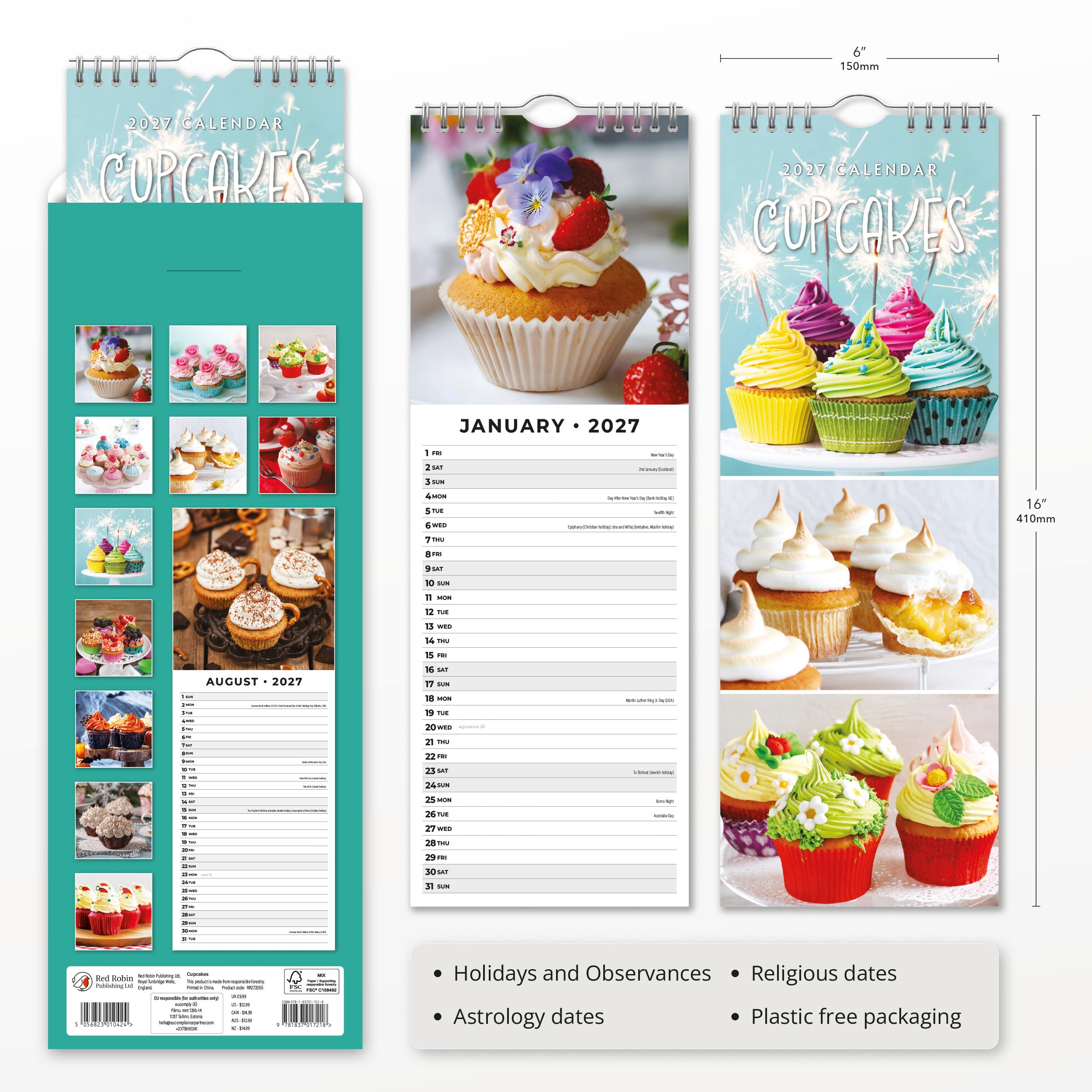 2027 Cupcakes - Slim Wall Calendar