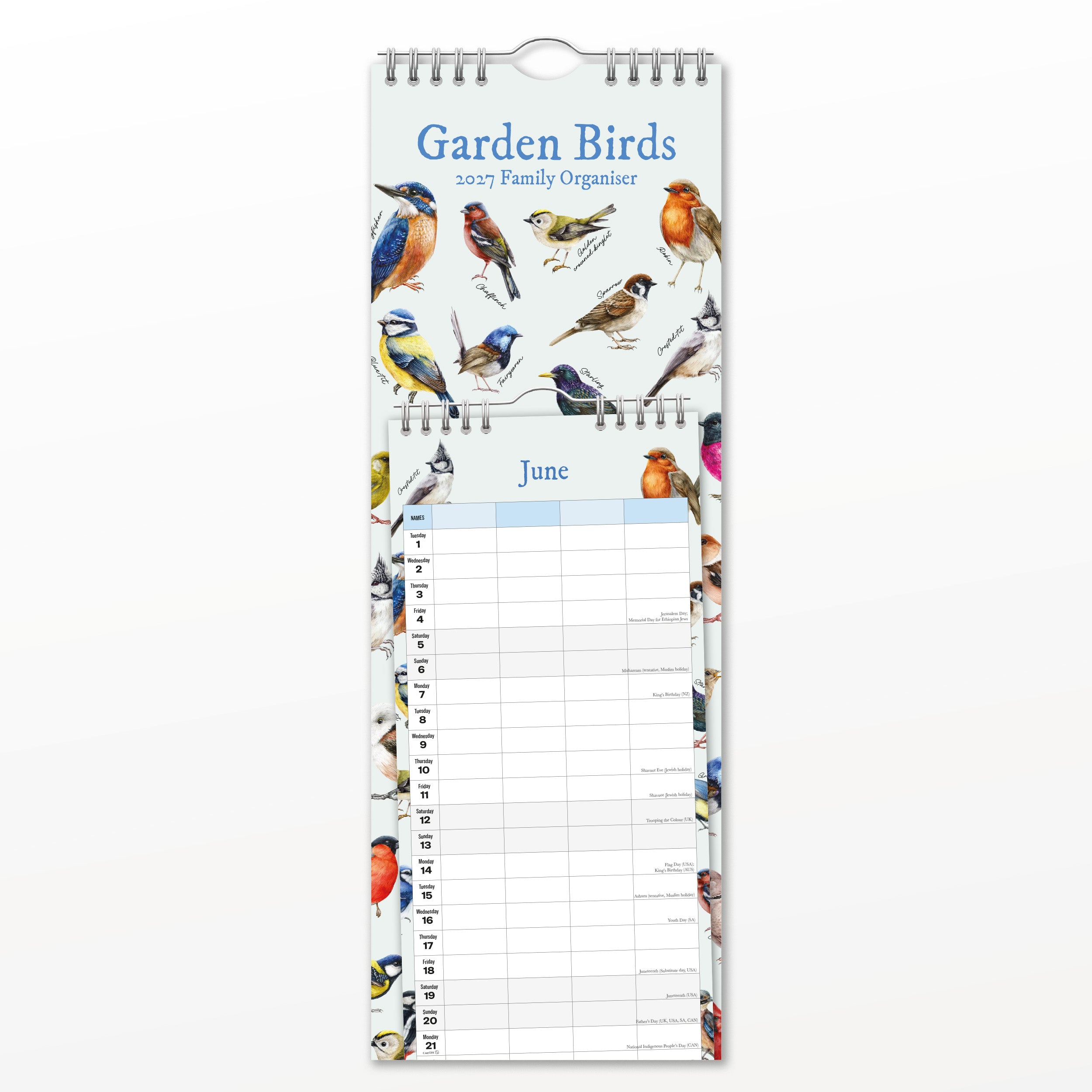 2027 Garden Birds - Slim Wall Calendar