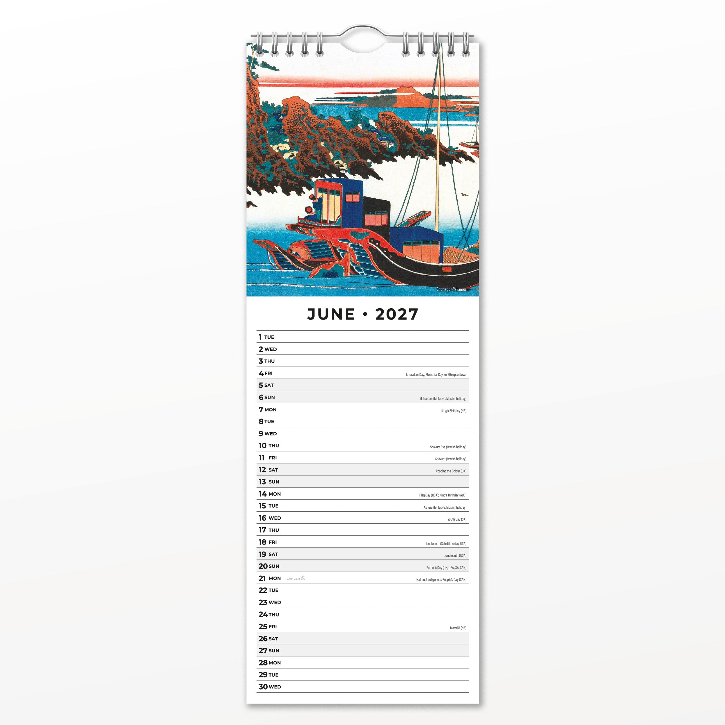 2027 Hokusai - Slim Wall Calendar