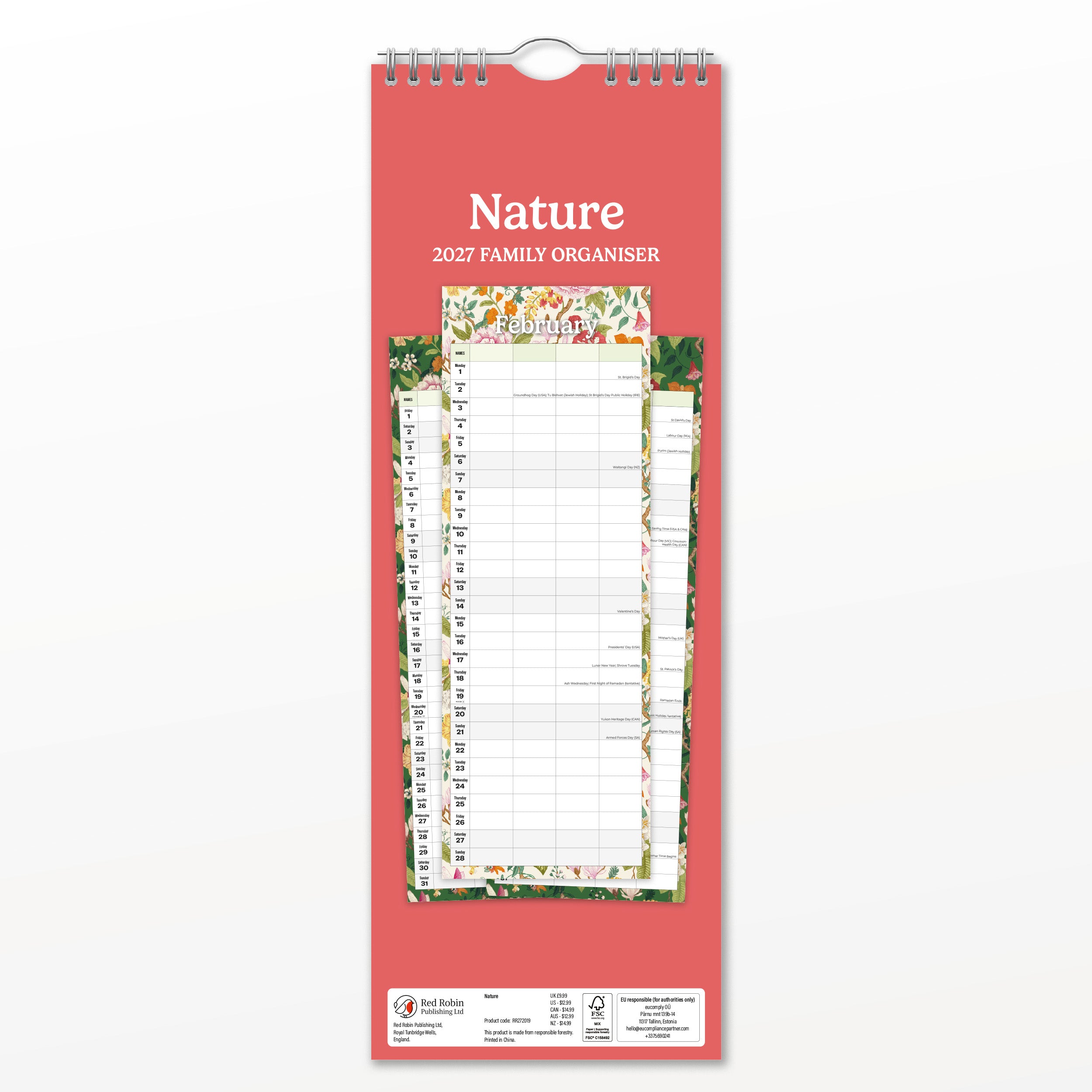 2027 Nature - Slim Wall Calendar