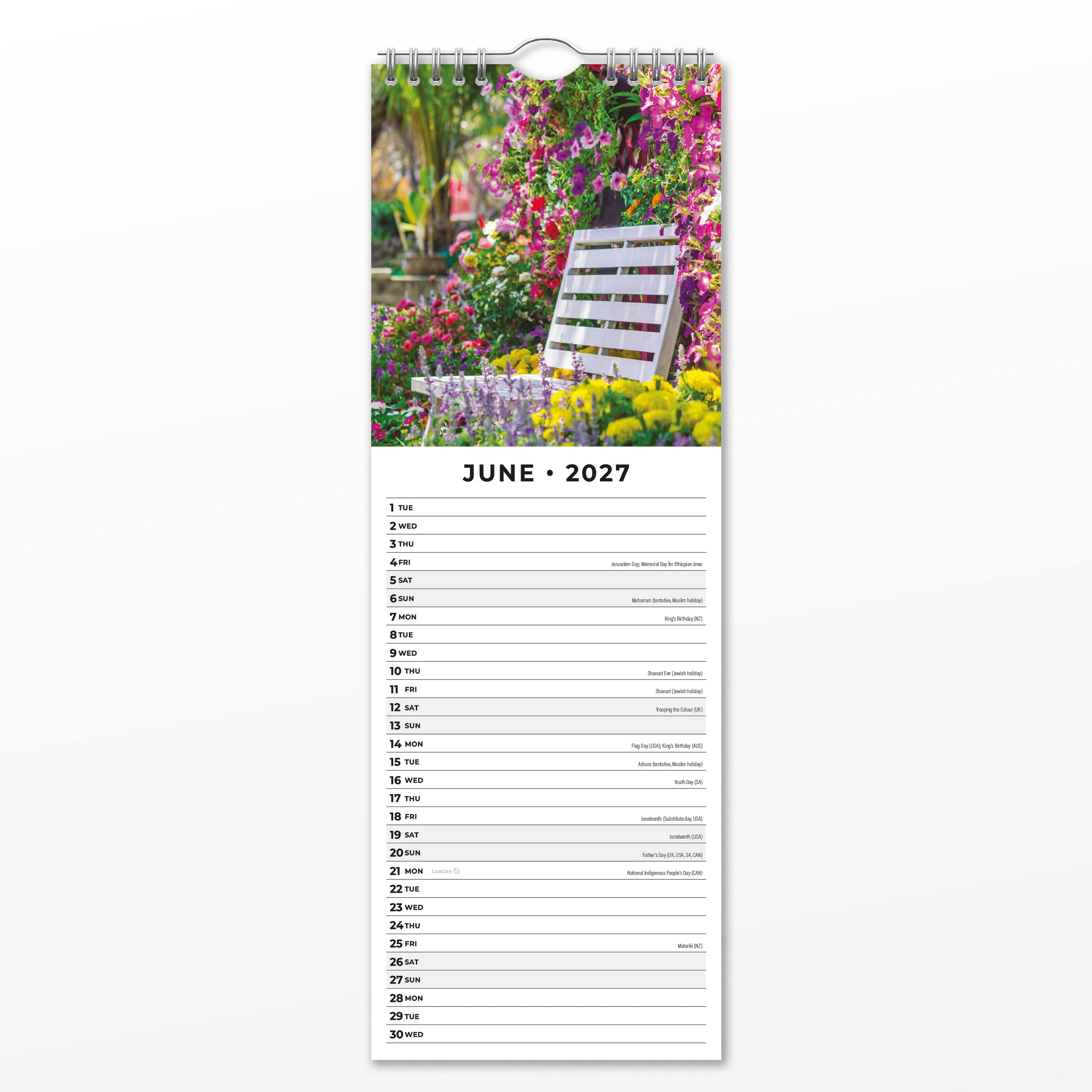 2027 Tranquil Gardens - Slim Wall Calendar