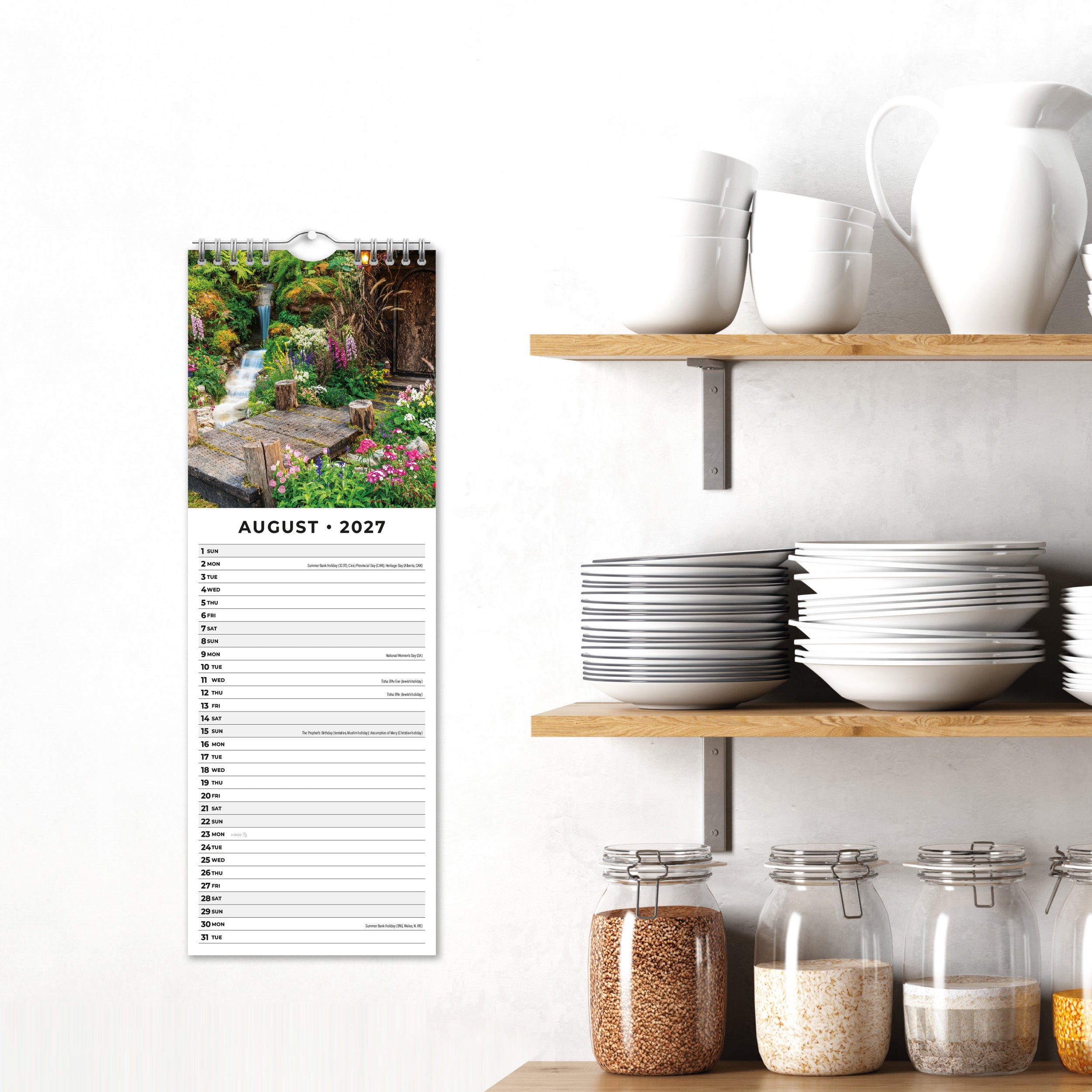 2027 Tranquil Gardens - Slim Wall Calendar